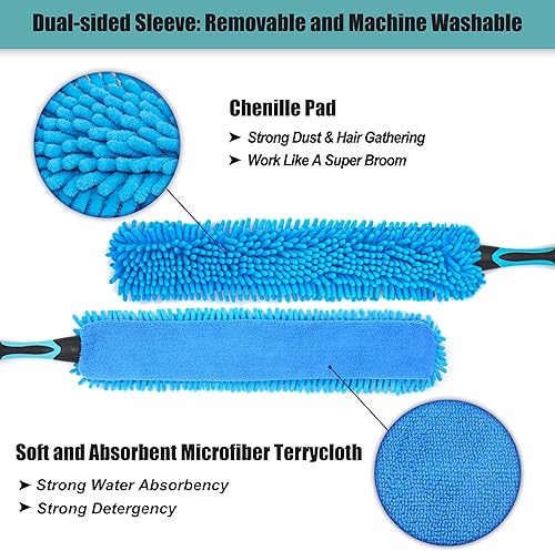 Miniatura 3 de Ventilador de techo flexible de microfibra y chenilla flexible para limpiar cualquier hoja de ventilador con poste de aluminio de 4 pies