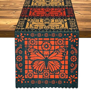 Day of the Dead Table Runner Monarch Butterfly Sugar Skull Dia De Los Muertos Table Runner Cinco De Mayo Altar Kitchen Dining Decoration for Home Party Decor 13" x 72"