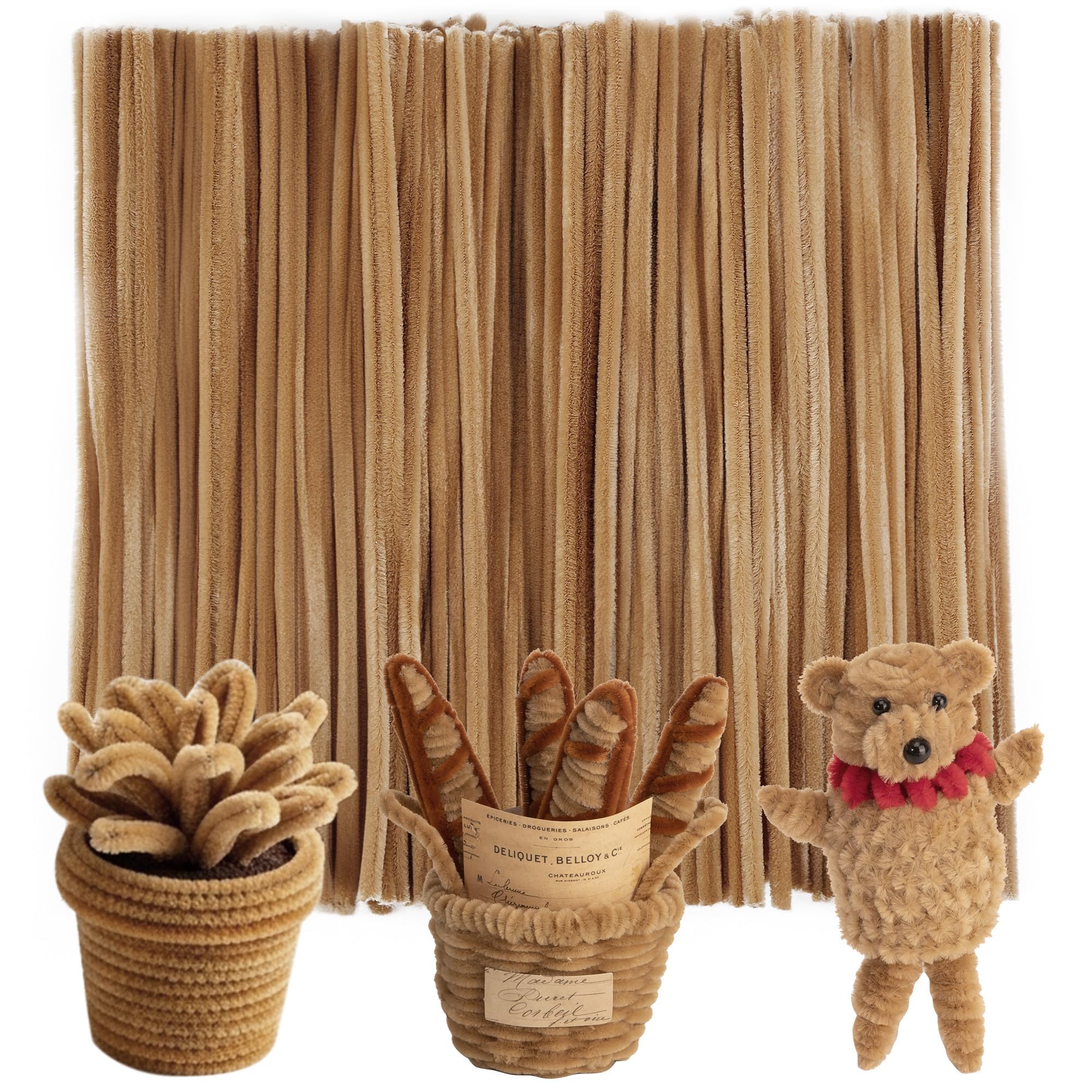 Caydo 200 Pieces Light Brown Pipe Cleaners