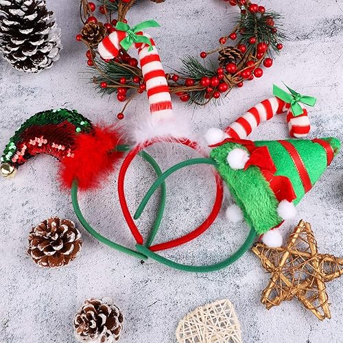 Miniatura 5 de URATOT Paquete de 8 diademas de fiesta de Navidad, disfraz de fiesta de Navidad, diademas de reno, cabina de fotos de Navidad, para recuerdos de