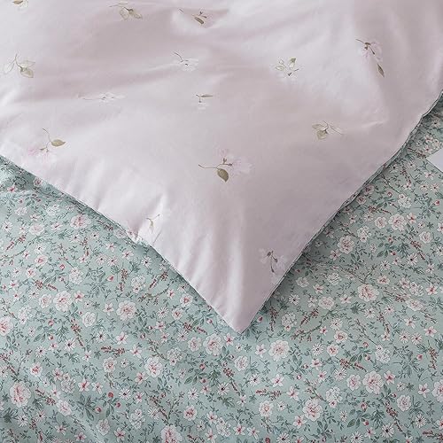 Miniatura 8 de HoneiLife - Juego de funda de edredón floral de algodón, con cierre de cremallera y lazos en las esquinas, 3 piezas, suave y transpirable, tamaño