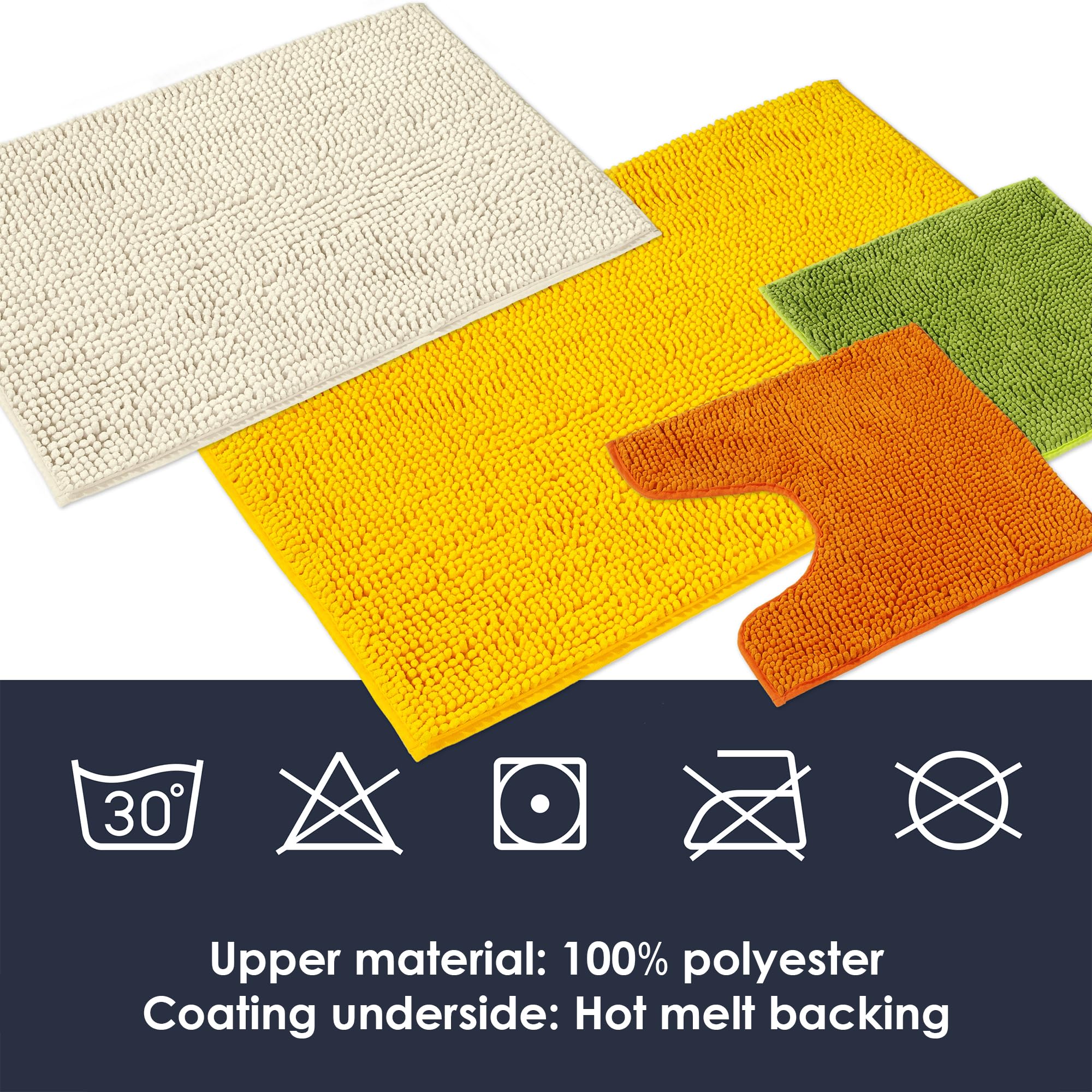 WohnDirect Juego de 2 alfombrillas de baño, color naranja, 70 x 120 cm, antideslizantes y lavables, alfombrilla de baño