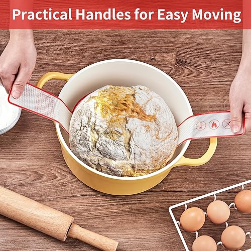 Miniatura 3 de SMARTAKE Paquete de 1 cabestrillo de silicona para horno holandés, tapete reutilizable para hornear pan con mango largo, incluye espátula,