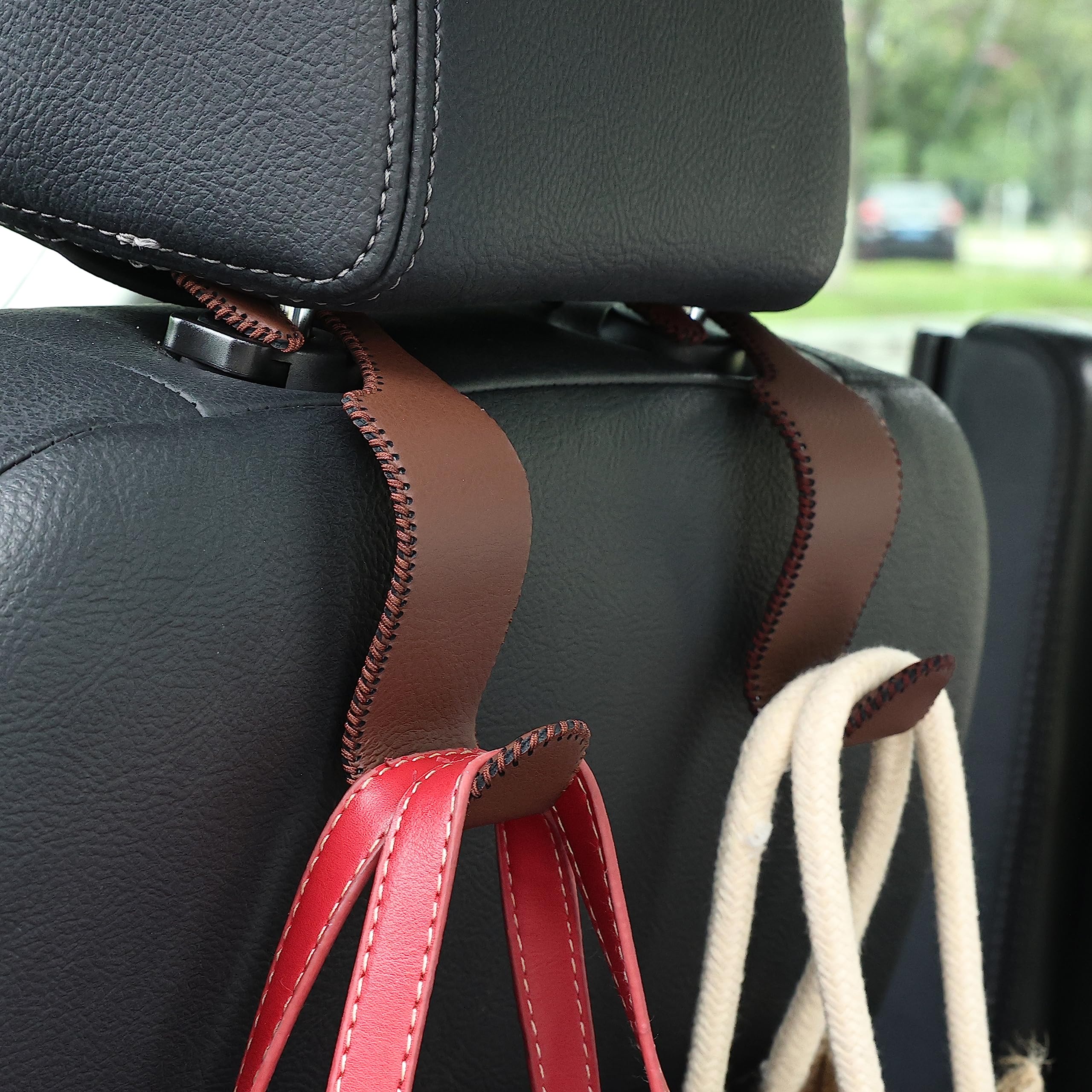 4-Pack Car Headrest Hooks Holds 55lbs Seat Storage Organizer for Bags view 2