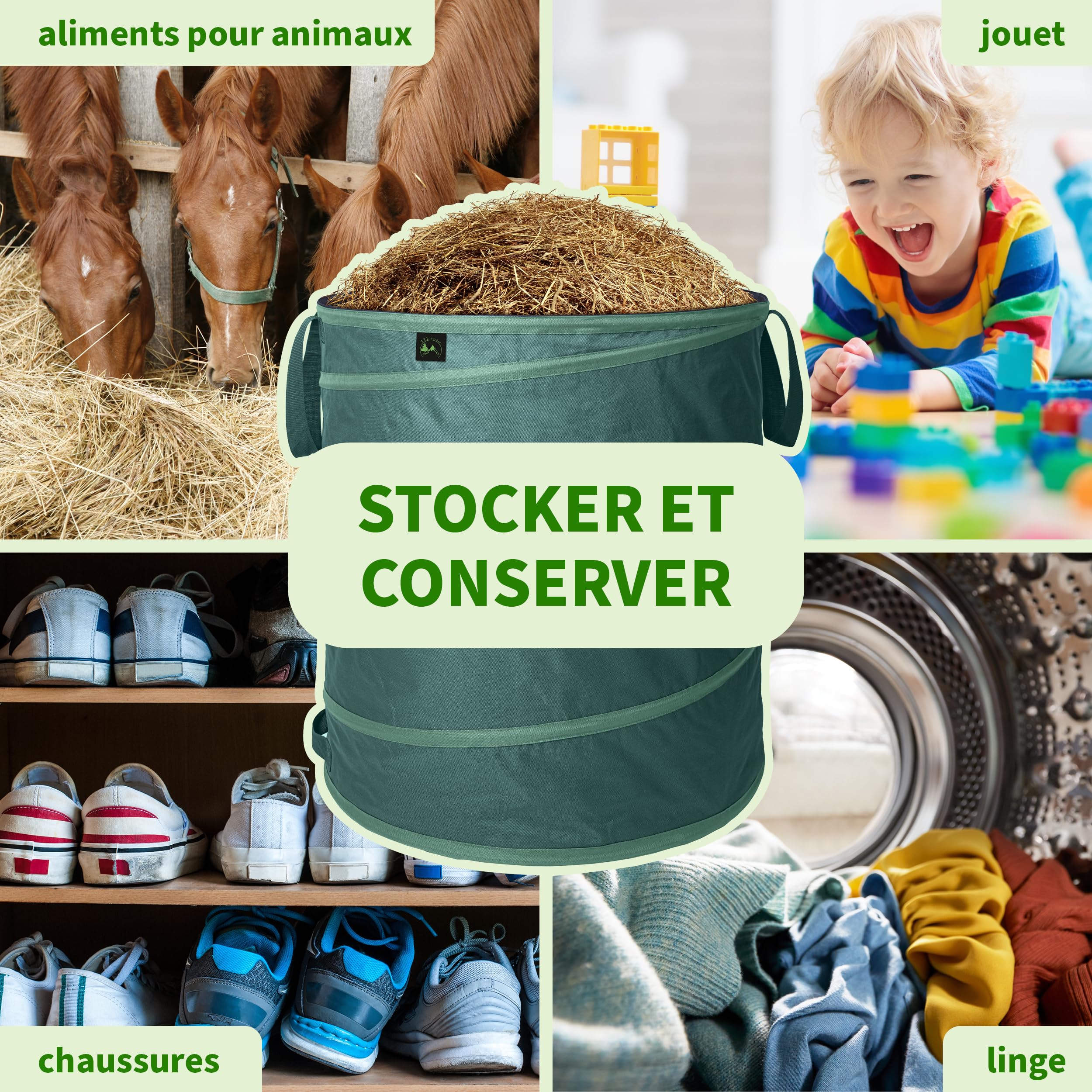 TTL Garden - Lot de 2 sacs de jardin pop-up de qualité supérieure - 270 l - 220 g/m² - 600D Oxford - 270 l - Pliables - Grand et stable - Pour déchets de jardin - À monter soi-même