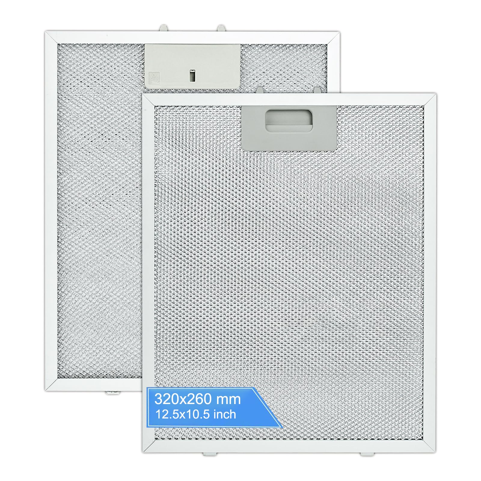 Filtro de aluminio de 5 capas para campana de cocina, 2 piezas, filtro antigrasa de metal, 320 x 260 mm, filtro universal para campana de cocina adecuado para muchas marcas líderes de campanas de