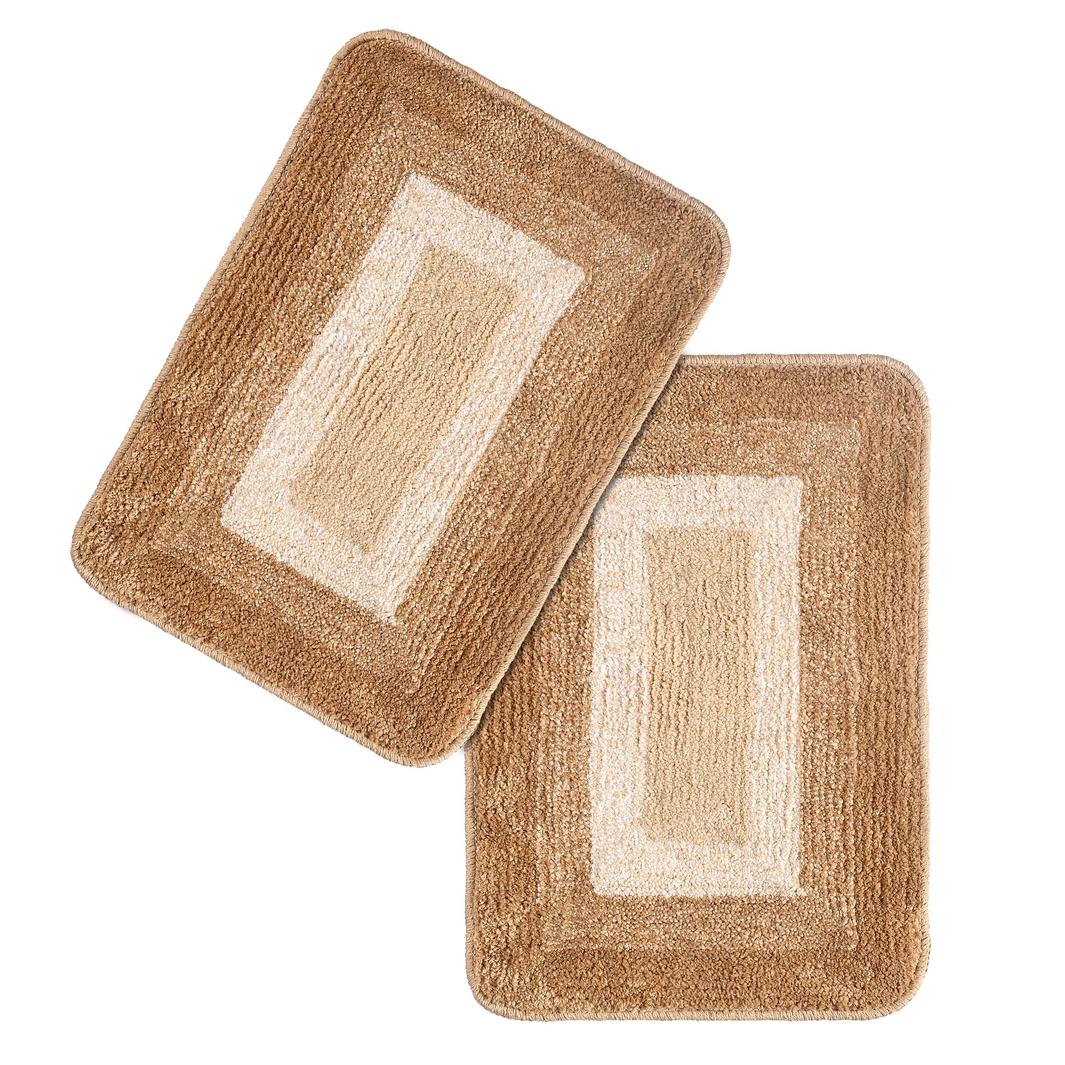 Frame Set of 2 Pcs. Bath-Door Mat 35x50 cm. Antiskid & Washable by Saral Home(Gold)