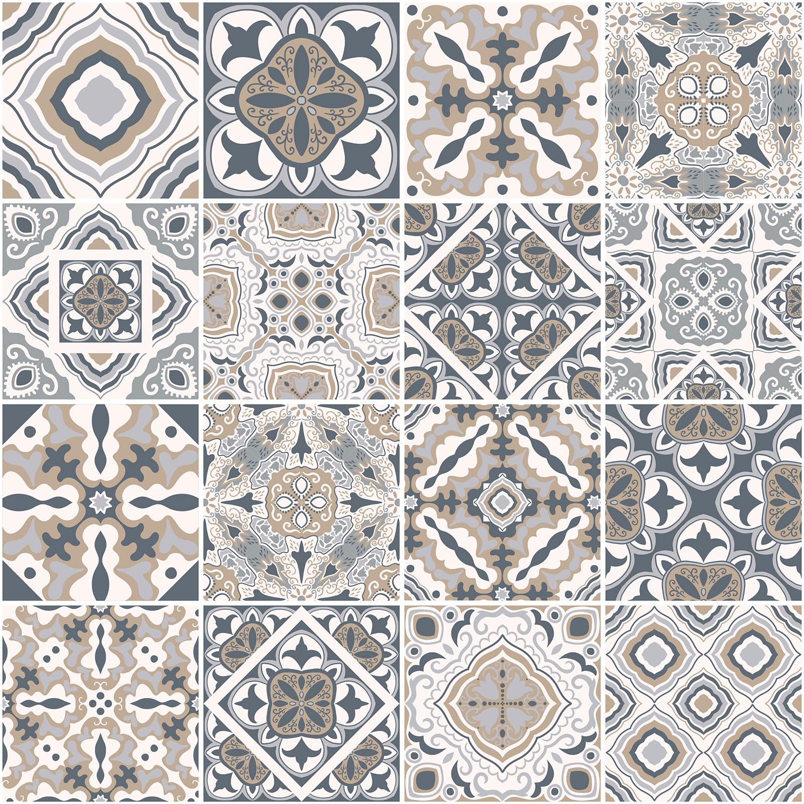 Lumalea Adesivo per cucina, effetto piastrelle di cemento, 3617681487975, adesivo + protezione opaca, 90 x 90 cm