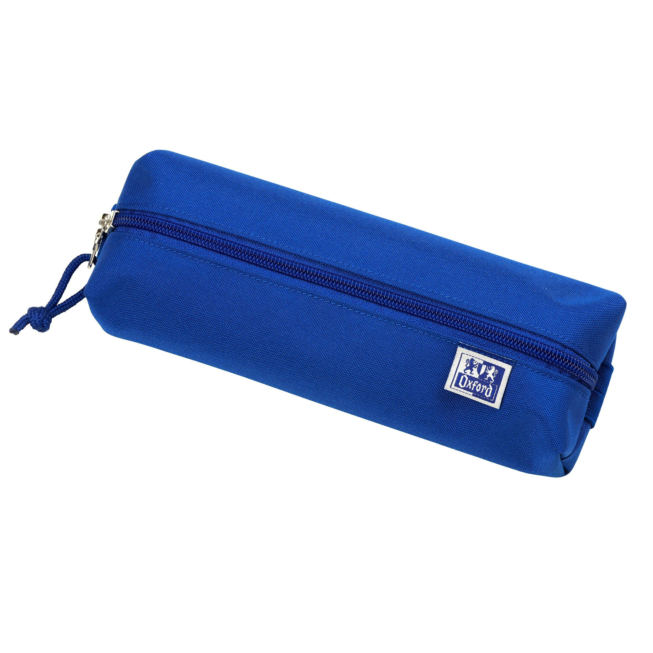Oxford Blue Durable Rectangle Pencil Case, 22 x 7 x 4 cm, 2 Compartments, Zipper Closure, Polyester Material, Unisex