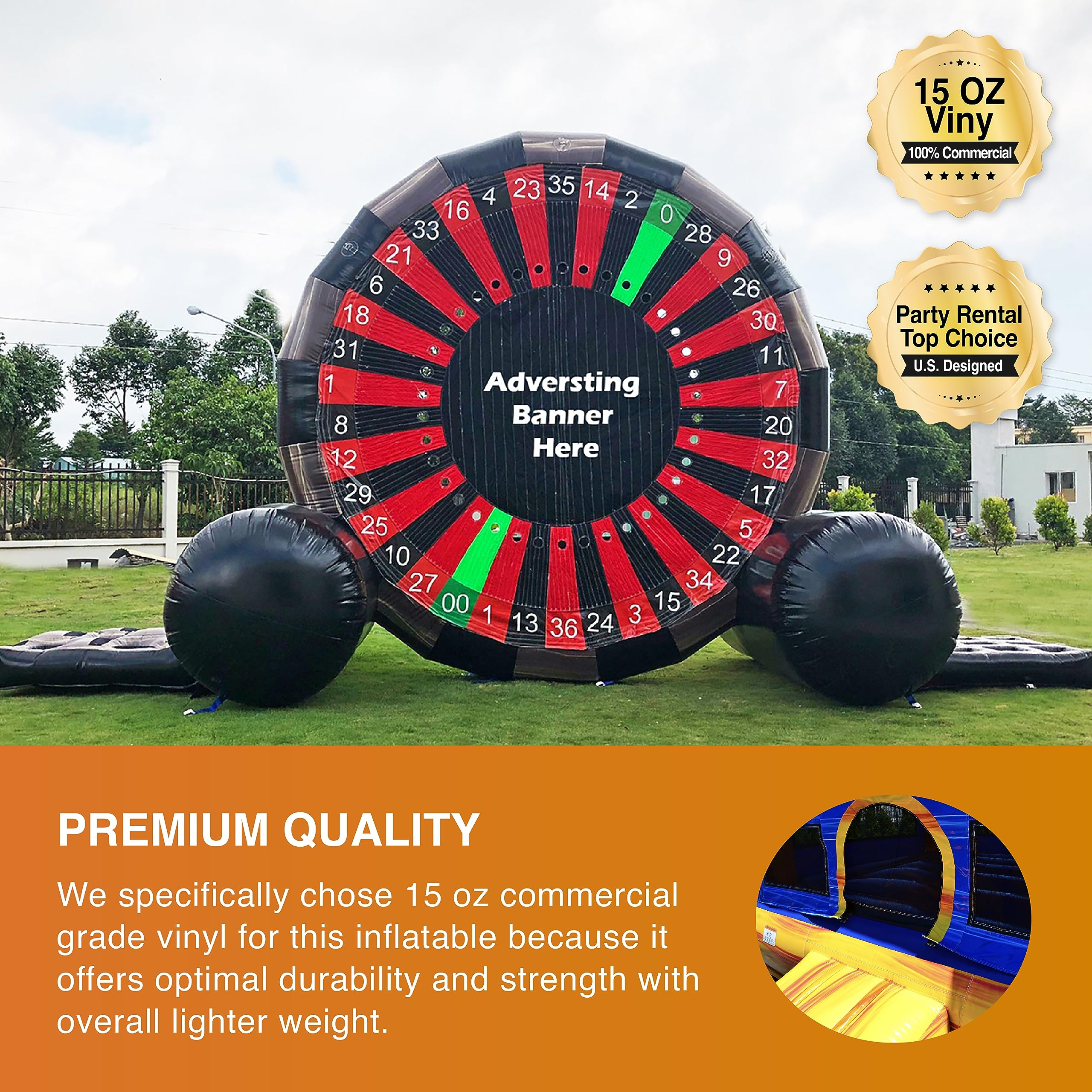 Multi-USE 16 FT Roulette Dart/Movie Screen/Side Games