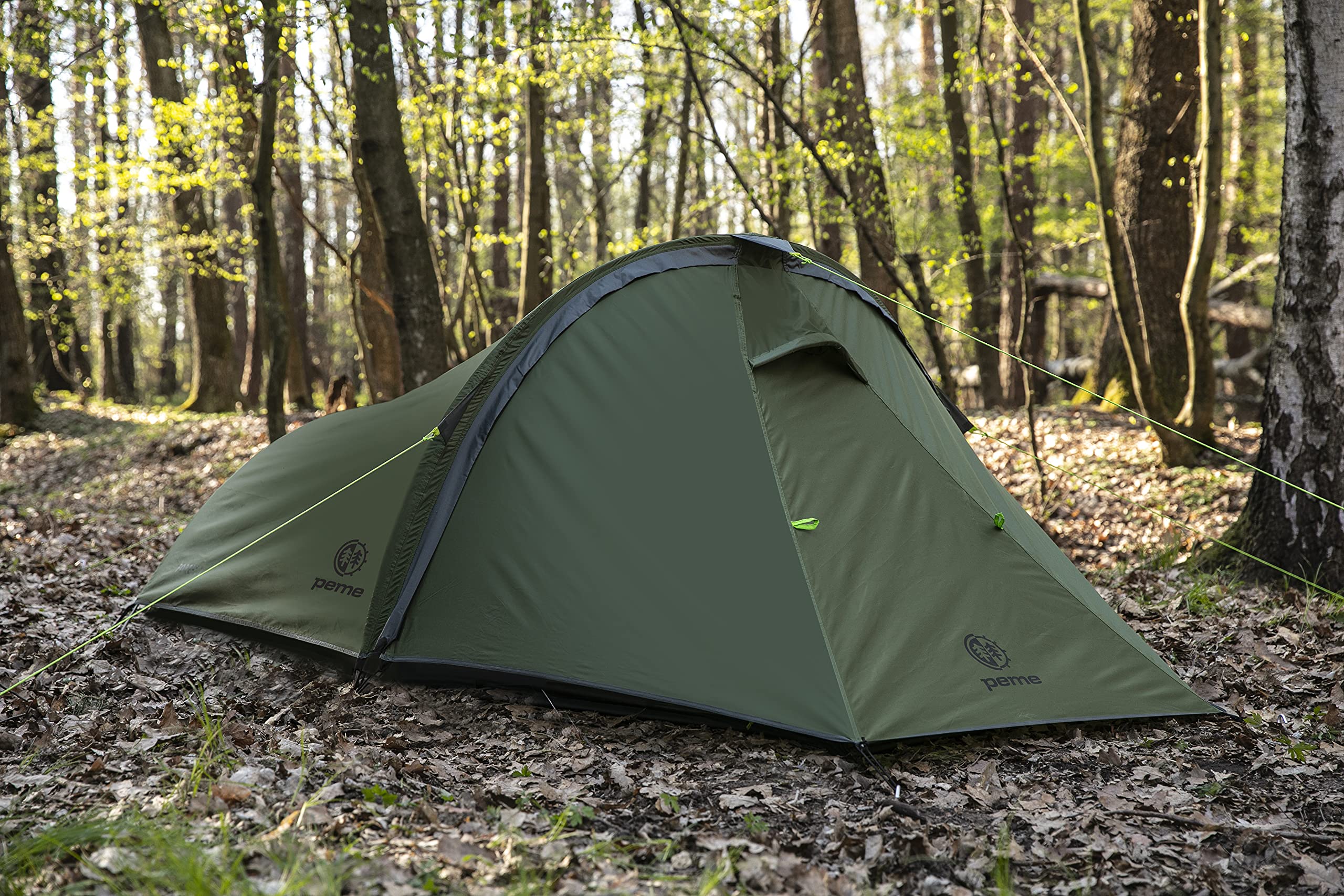 peme Leśny namiot kopułowy, namiot kempingowy dla 2 osób, wodoodporny 4000 mm, lekki namiot rodzinny, na trekking, kemping, wędrówki i festiwale na świeżym powietrzu, z 2 wejściami