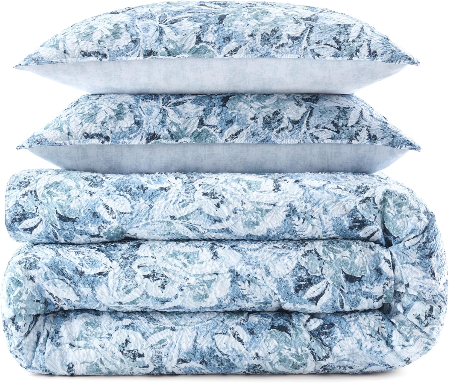 Waverly Hayden 3-Piece Microfiber Percale Comforter Set – Queen Blue/Green - Image 2