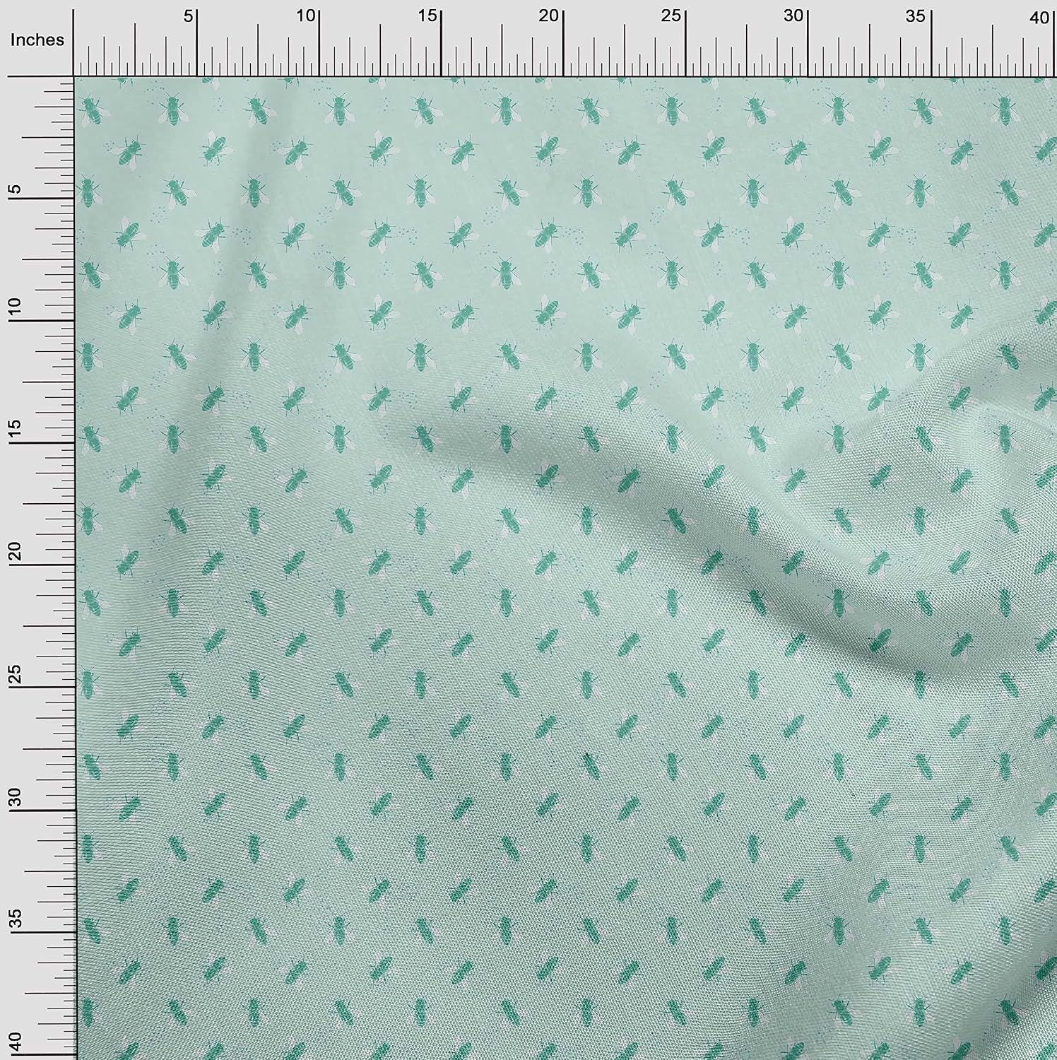 oneOone Viscose Chiffon Mint Green Fabric Dot & Honey Bee Craft Projects Decor Fabric Printed By The Yard 42 Inch Wide