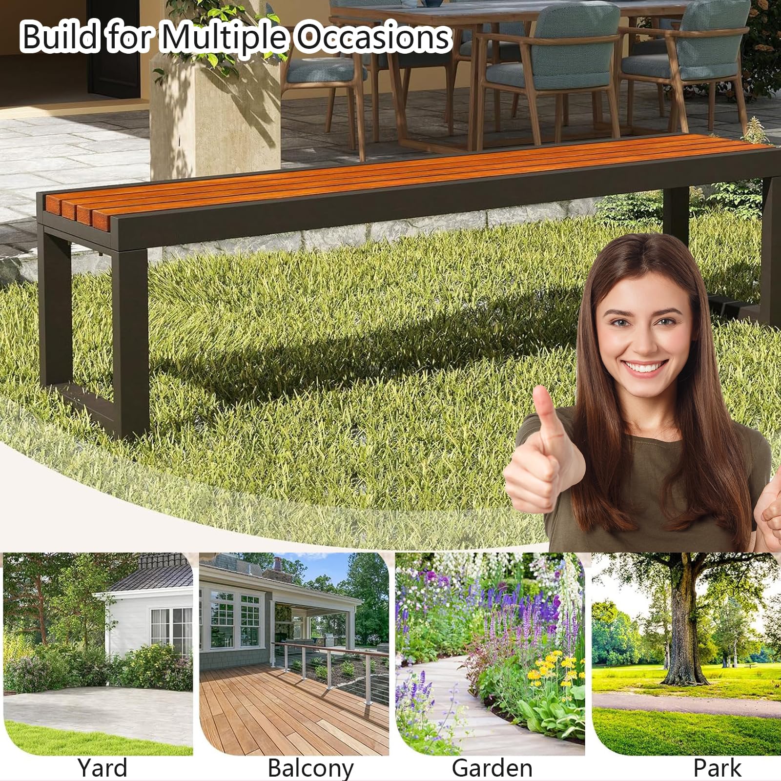 Panca da Esterno Mobili da Giardino, 80 x 40 x 45 cm panche da giardino, panchine da giardino per tutte le stagioni senza schienale, per balconi piani, scuole e altro