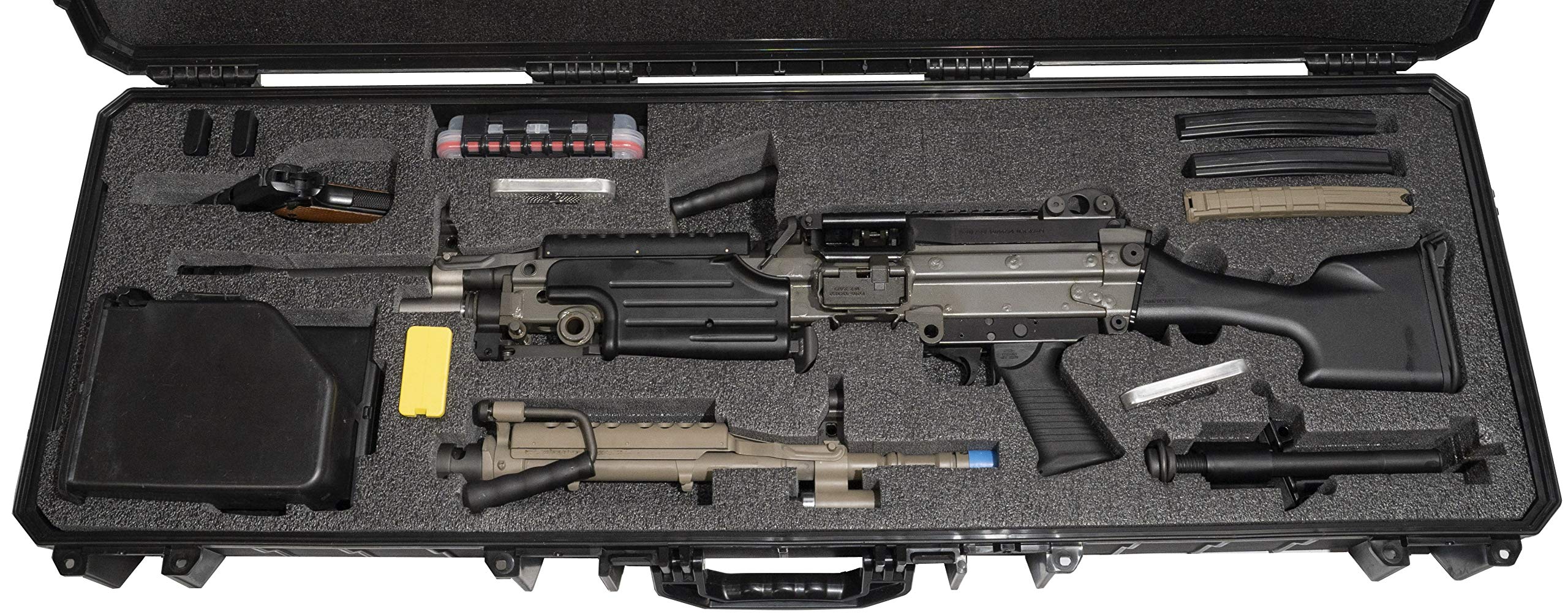Case Club Case fits FN M249S in Pre-Cut, Waterproof, Wheeled Rifle Case with Accessory Box & Silica Gels to Help Prevent Gun Rust
