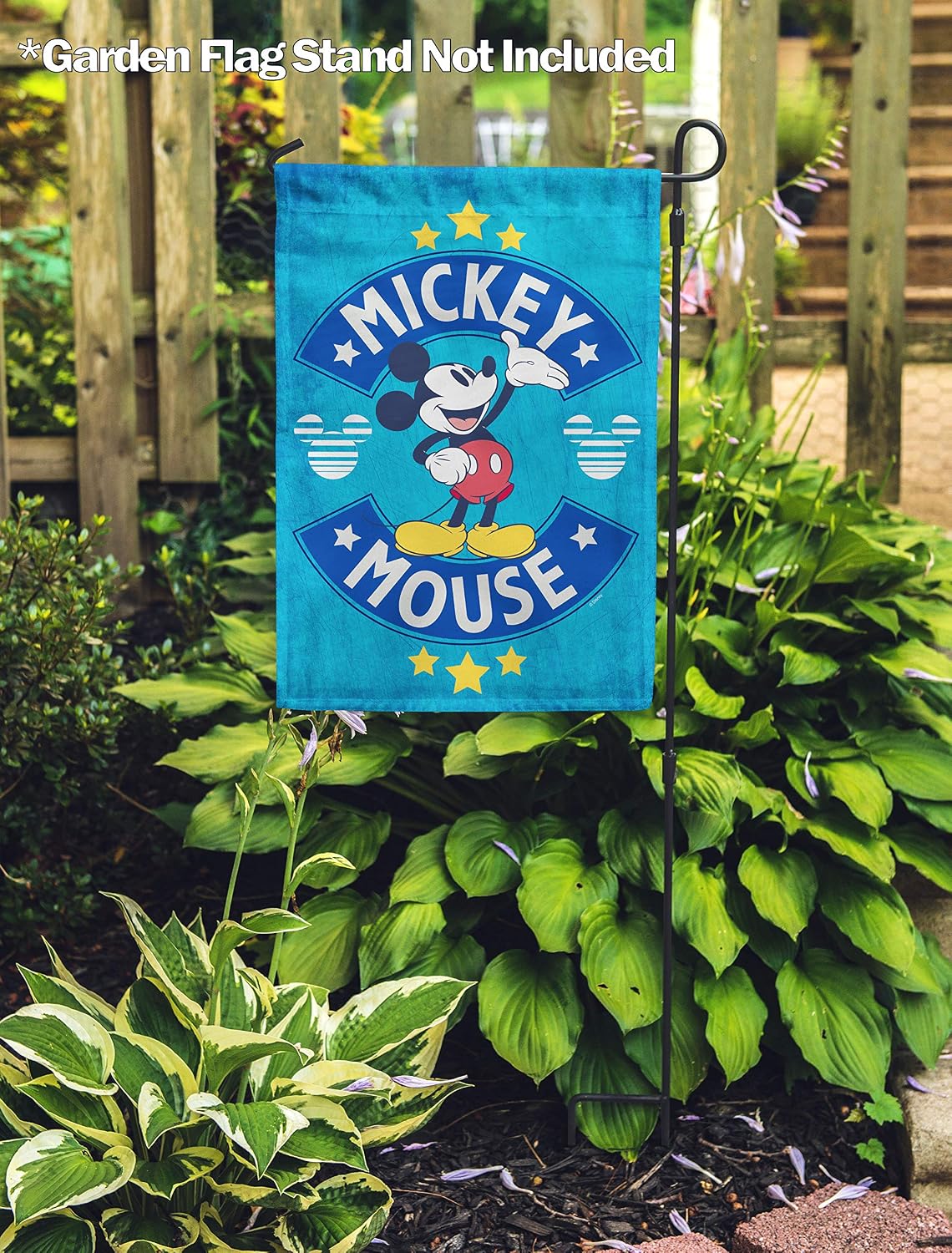 Flagology, Disney, Mickey Mouse, Mickey Mouse Stars – Garden Flag 12" x 18", Outdoor/Indoor, Exclusive Premium Fabric, Officially Licensed Disney