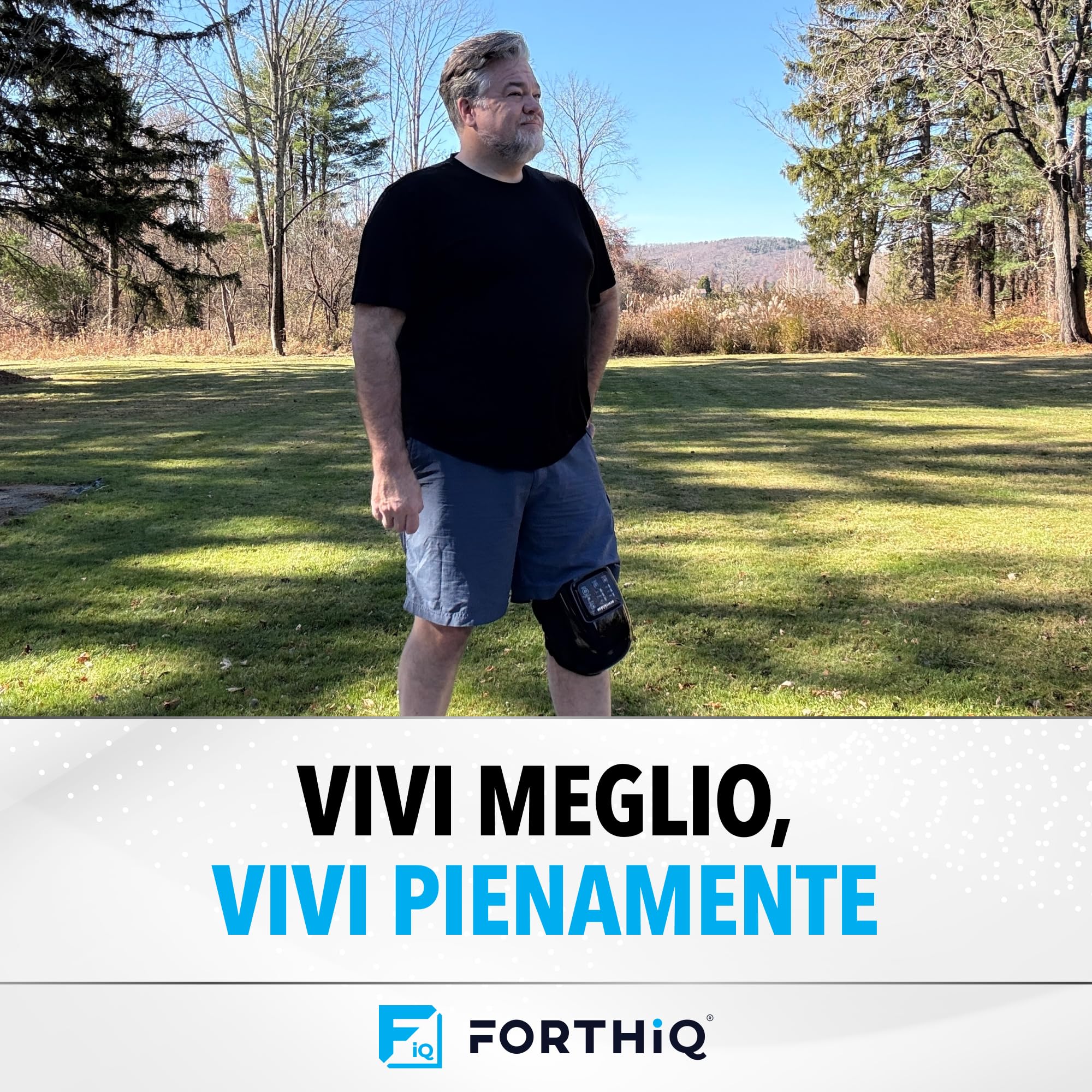 FORTHiQ Pro+ Ginocchiera per Artrosi Ginocchio - Massaggiatore - Sollievo dal Dolore e Supporto Quotidiano con Calore, Luce Rossa, Vibrazione, Senza Fili, Ricaricabile, con Memoria