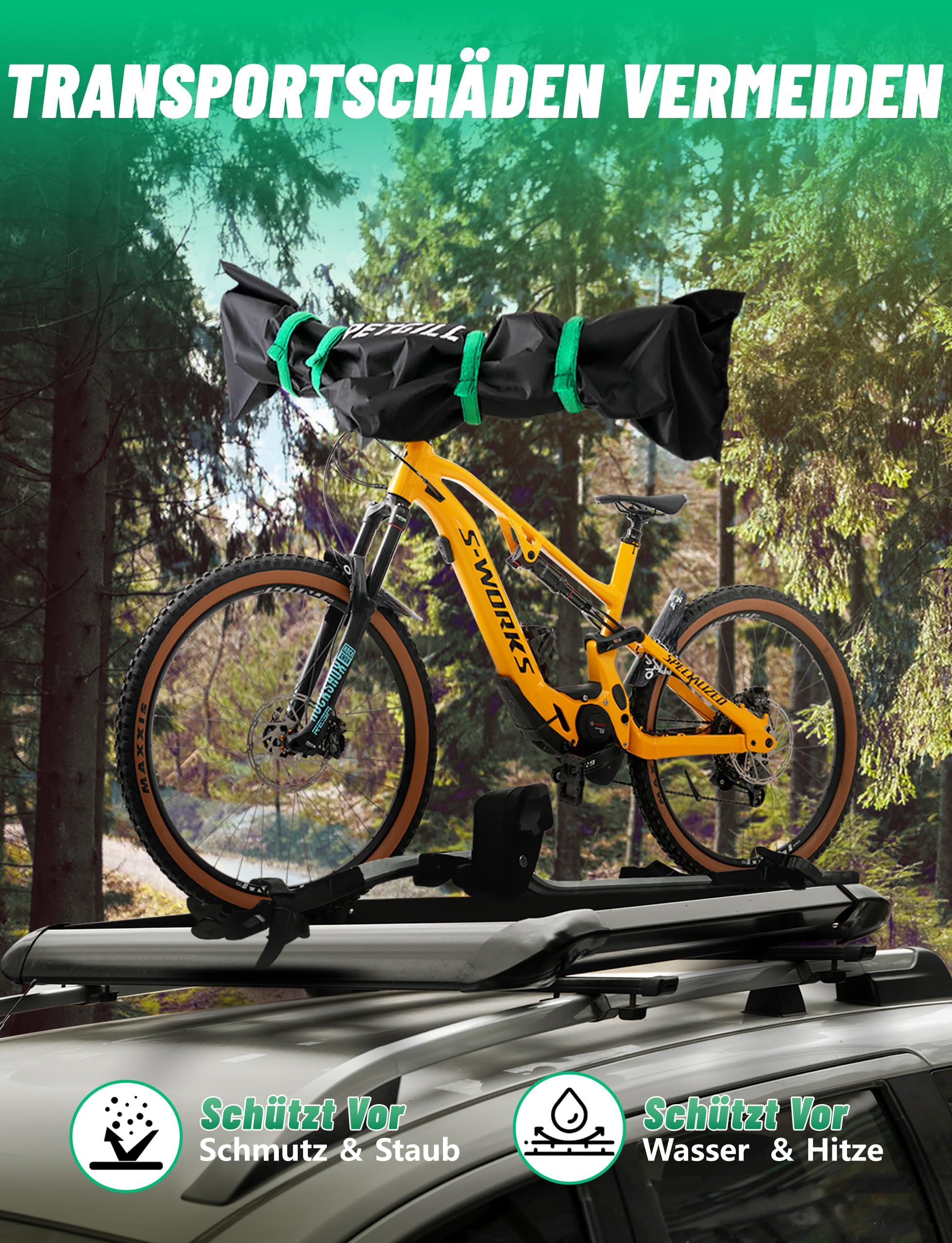 2er Pack Lenkerschutzhülle E-Bike & Fahrrad, 420D Wasserdichte Fahrradabdeckung, Transportschutz für Fahrradträger, Regenschutz Zubehör für Lenker & Display (z.B. Bosch), Reißfestes Cover