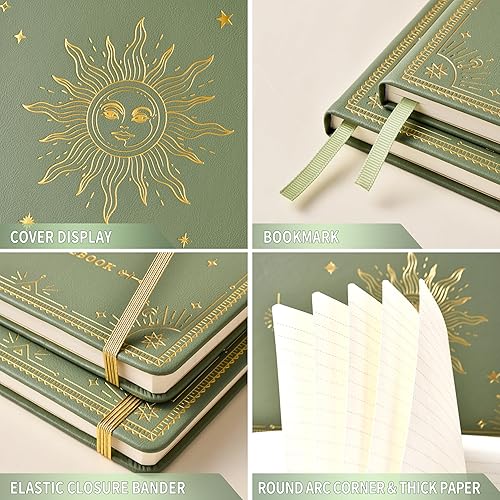 Miniatura 10 de Cuadernodiario a rayas  Cuaderno clásico de cuero sintético de papel grueso de alta calidad con bolsillo + separadores de páginas, regalos, bandas,