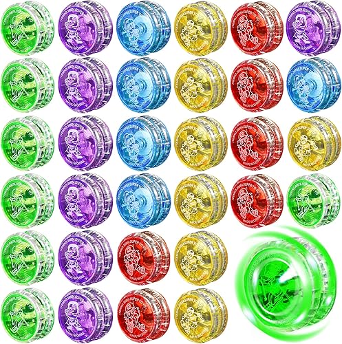 Bola de respuesta con 32 luces LED, nivel principiante, bola YoYo de plástico con rodamientos de retorno automático para regalos de fiesta de