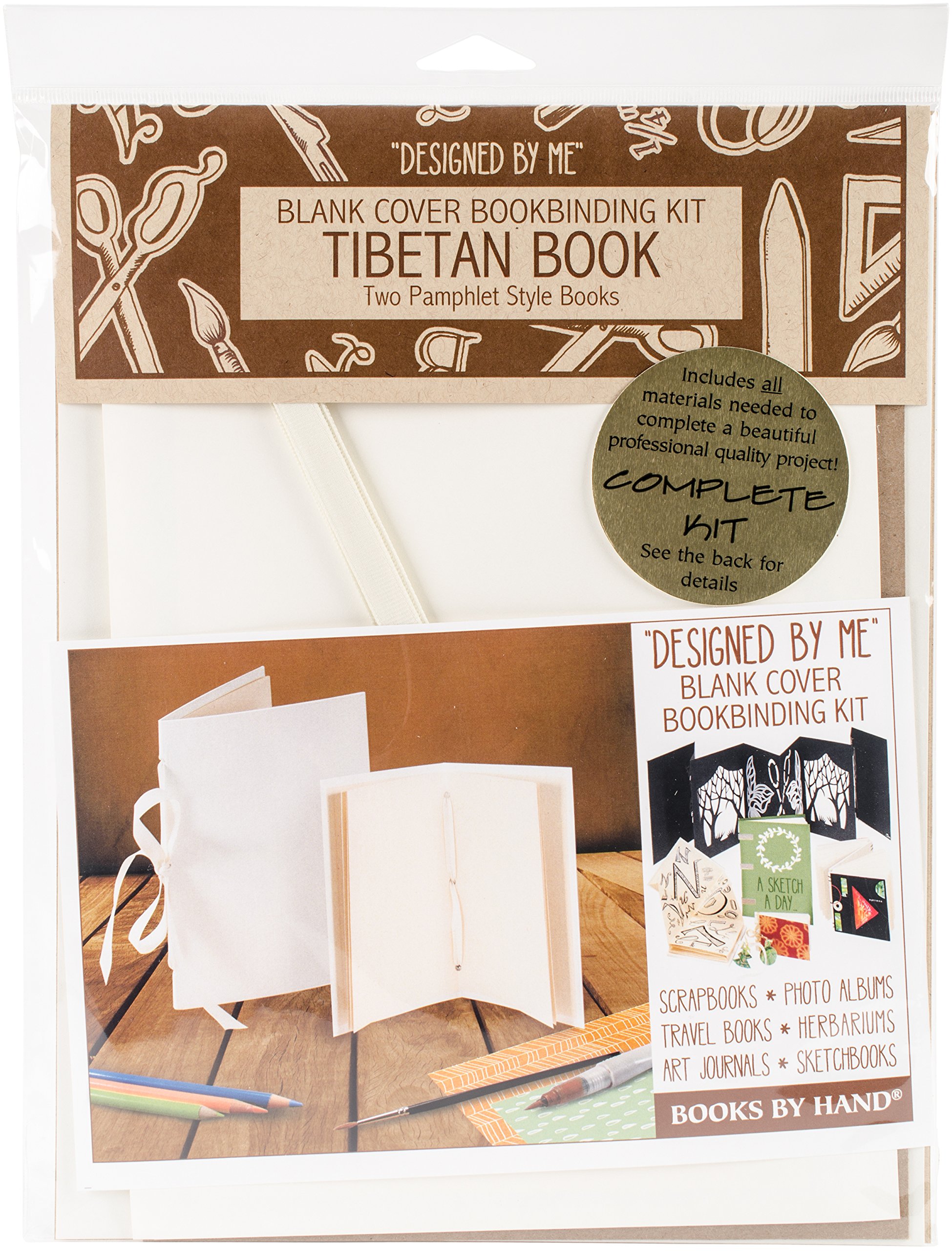 Books By Hand Designed By Me Blank Cover Bookbinding Kit - Tibetan Book, Ivory 4.25X6.5 & 5X7.5 (Pack of 1)