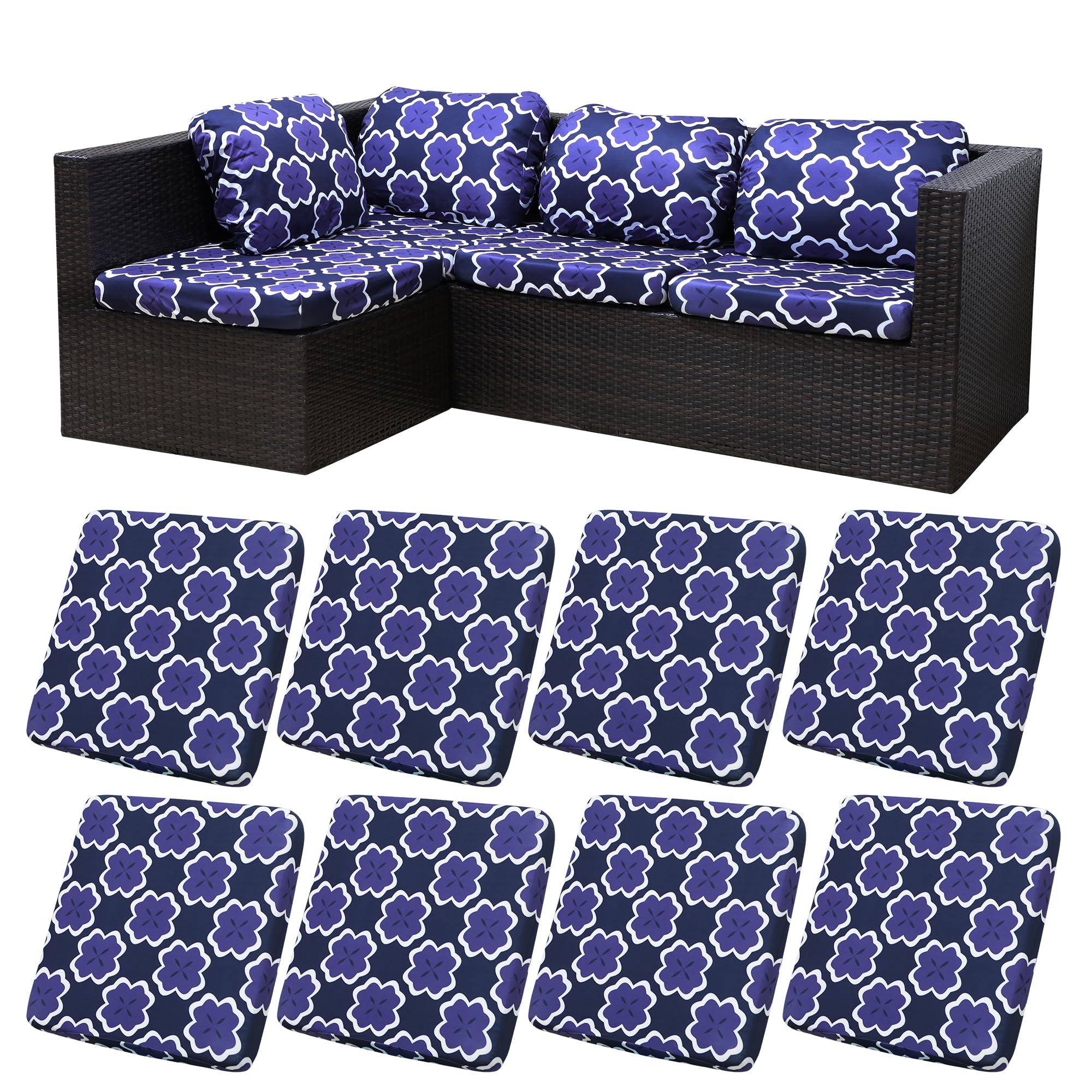 8 Pcs Outdoor Cushion Covers, Patio Sofa Cushion Covers Replacement