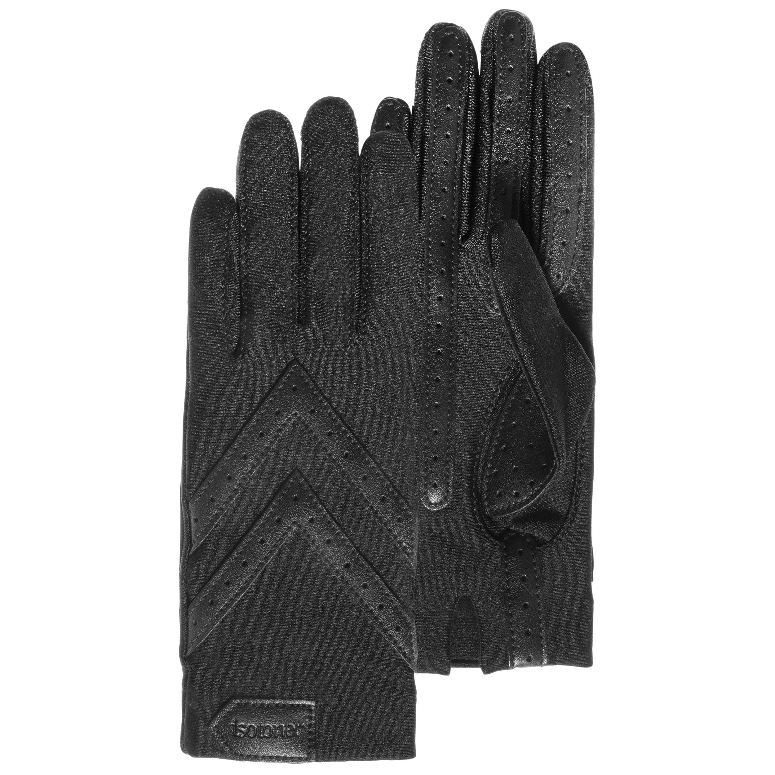 Isotoner Gants femme tactiles tissu extensible recyclé, résistant à l'eau, non doublé, taille unique, TU, noir