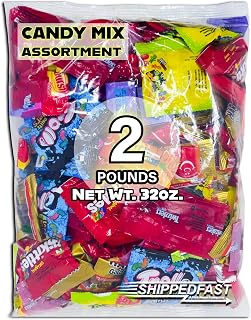 Shippedfast 2LB Bulk Candy Mix Variety Pack - Assorted Chewy Individually Wrapped Candy for Piñatas, Goodie Bags, Birthdays & Party Favors