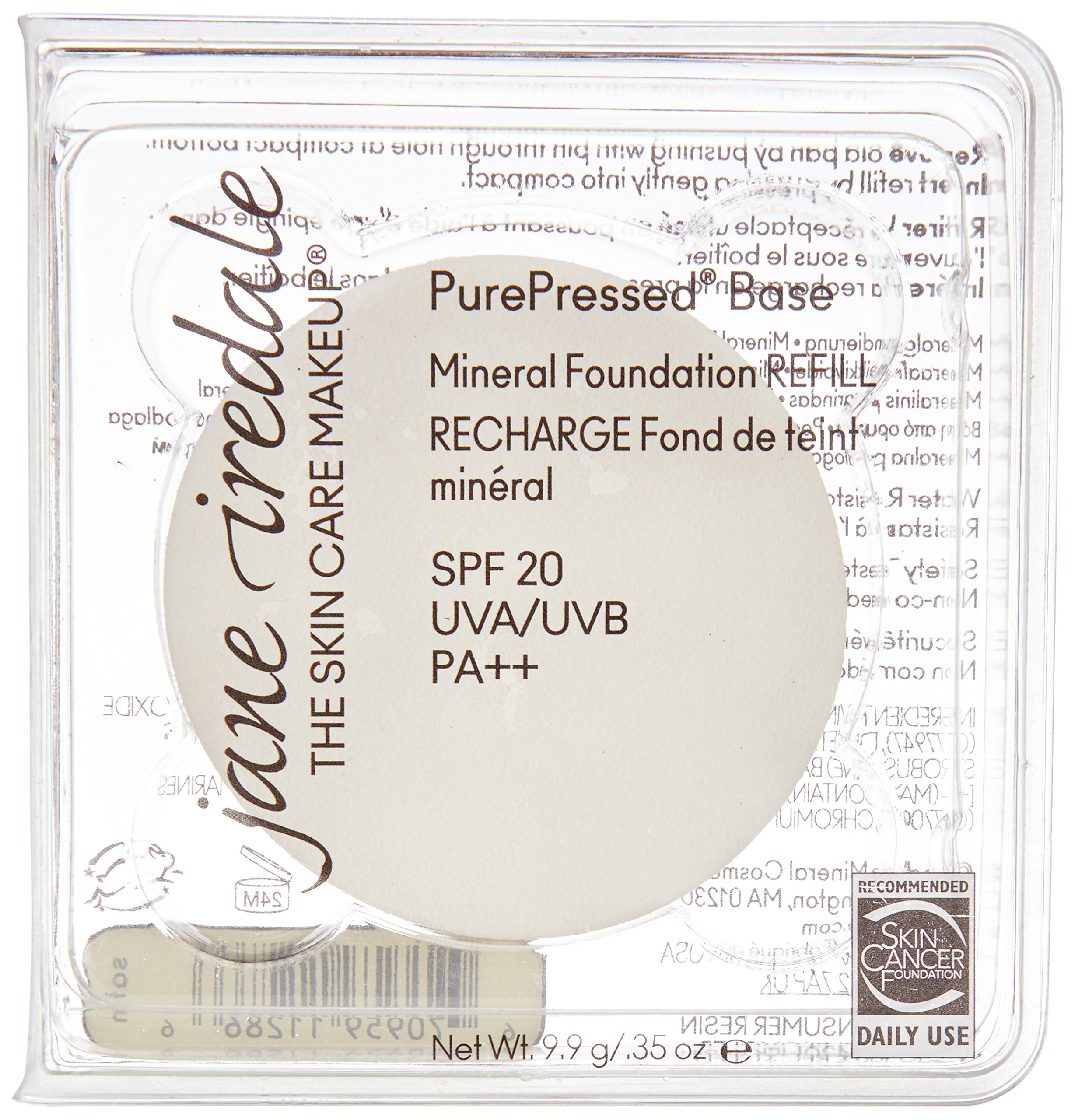 Jane Iredale PurePressed Base SPF 20 Refill, Satin 9.9 g