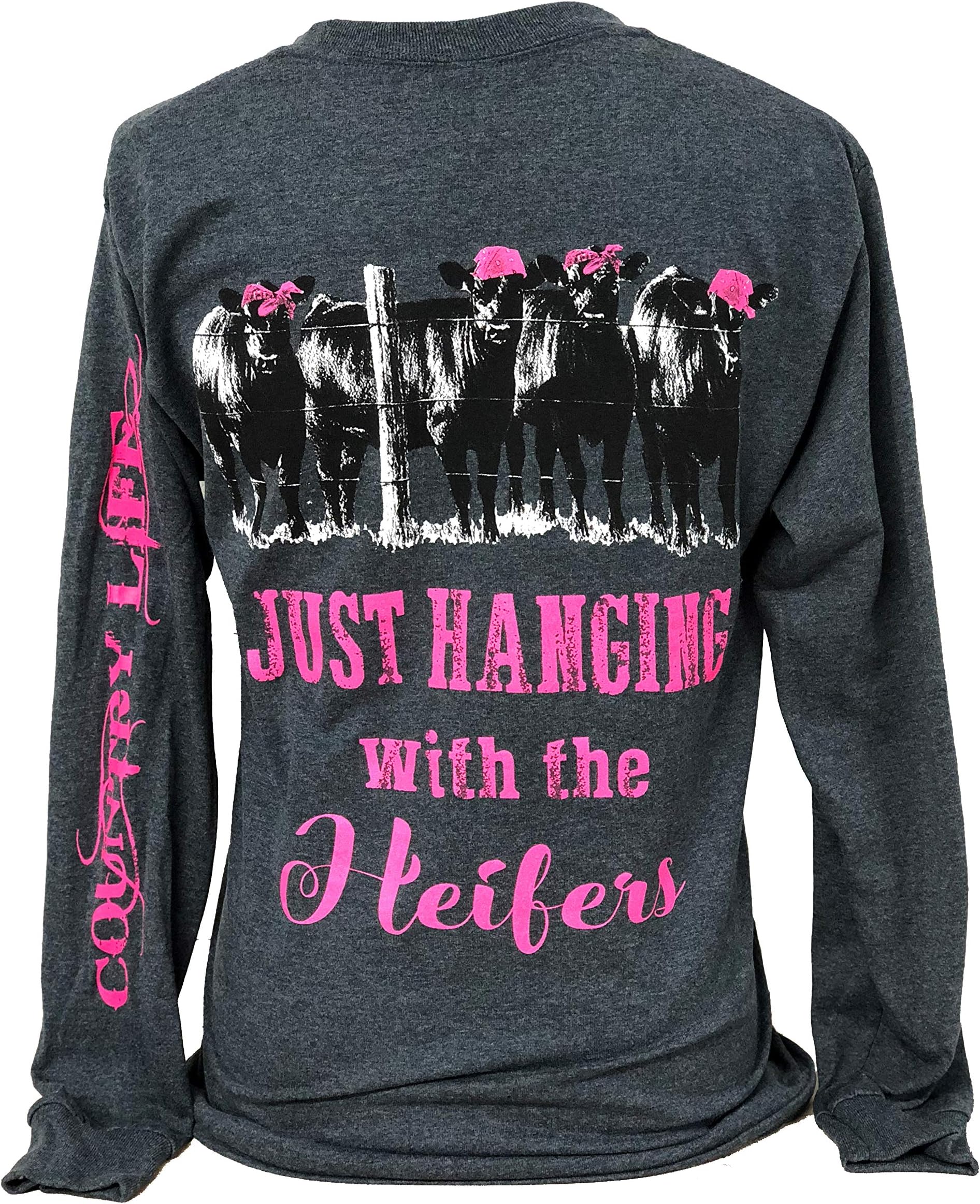 Country Life OutfittersCountry Life Hanging with The Heifers Heather Gray Women's Long Sleeve Shirt