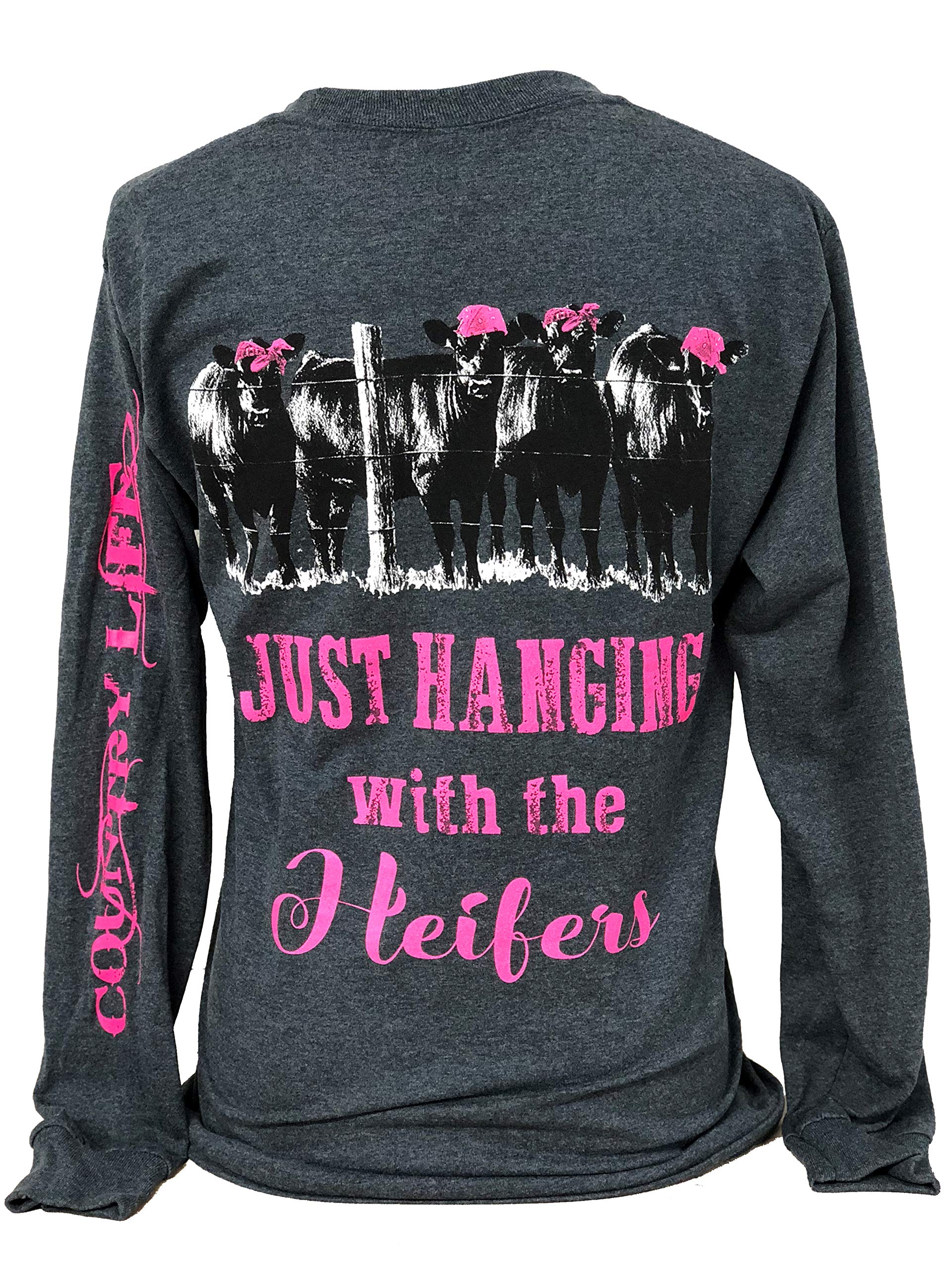 Country Life OutfittersCountry Life Hanging with The Heifers Heather Gray Women's Long Sleeve Shirt