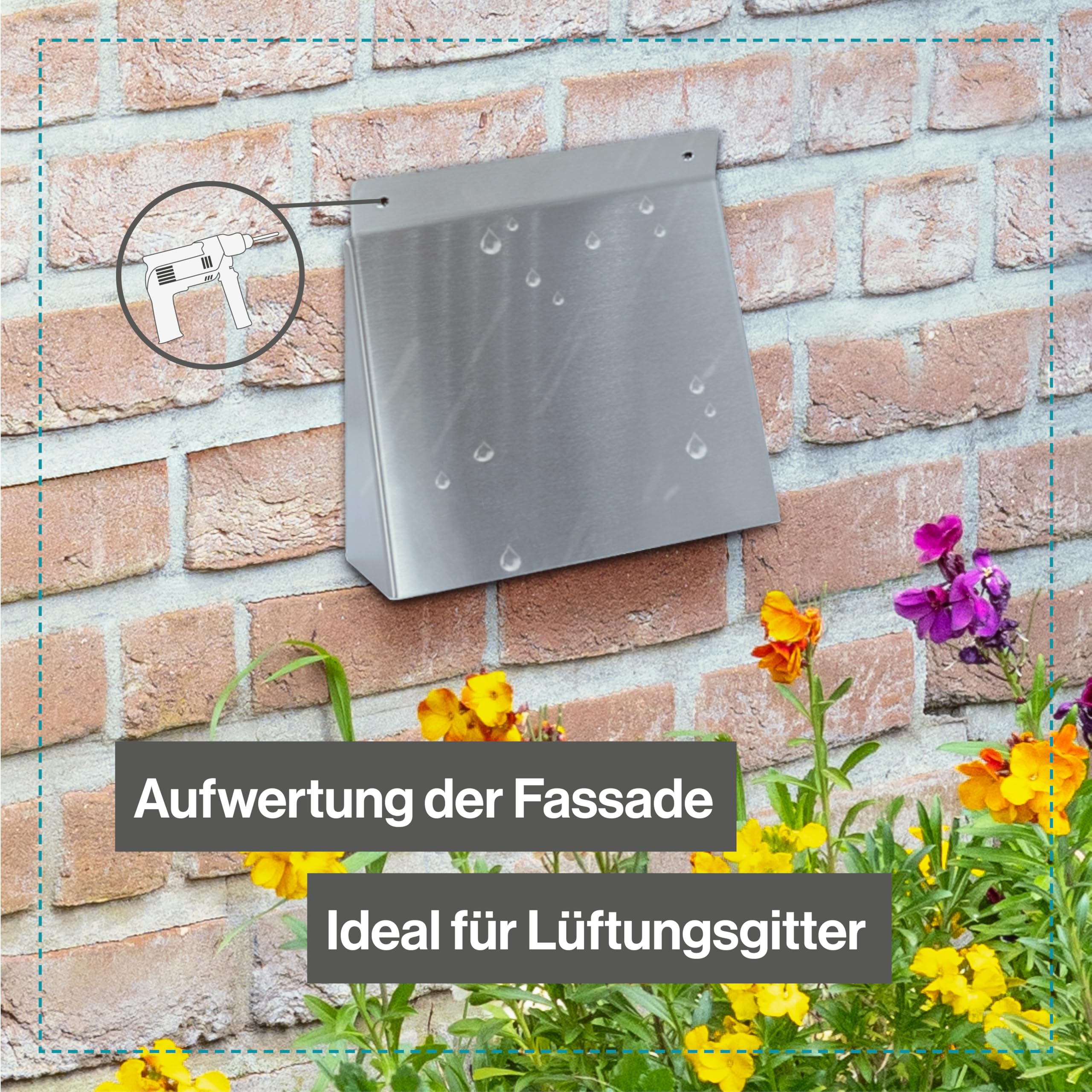 Regenhaube Wetterschutzgitter Aussenbereich Edelstahl - Für Lüftungsgitter gegen Wasser, Regen & Schnee Wandmontage - Wetterschutz Lüftung Abdeckung - Ablufthaube Wetterbeständig (Für Ø 300 mm)