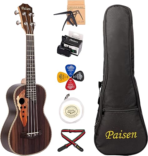 Ukelele hawaiano de 23 pulgadas - Ukelele profesional de palisandro para concierto de ukelele de envío carpeta gruesa para piano