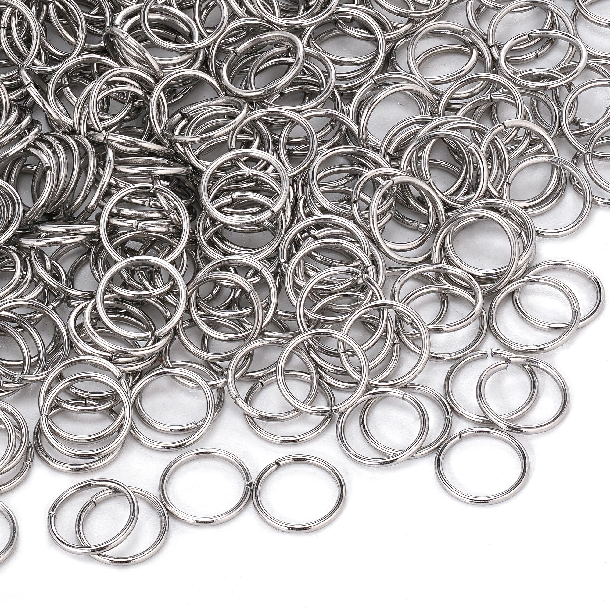 600pcs Stainless Steel Jump Rings 10mm Outer Diameter 1.0mm Thick Round O Rings Jewellery Making Findings for DIY Chainmial Bracelet Necklace Earring Keychains