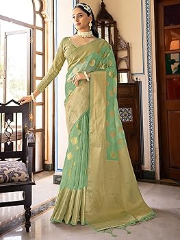 Elina fashion Sari per le donne Banarasi Art seta tessuto sari l indiano matrimonio tradizionale usura sari, Nero, taglia unica