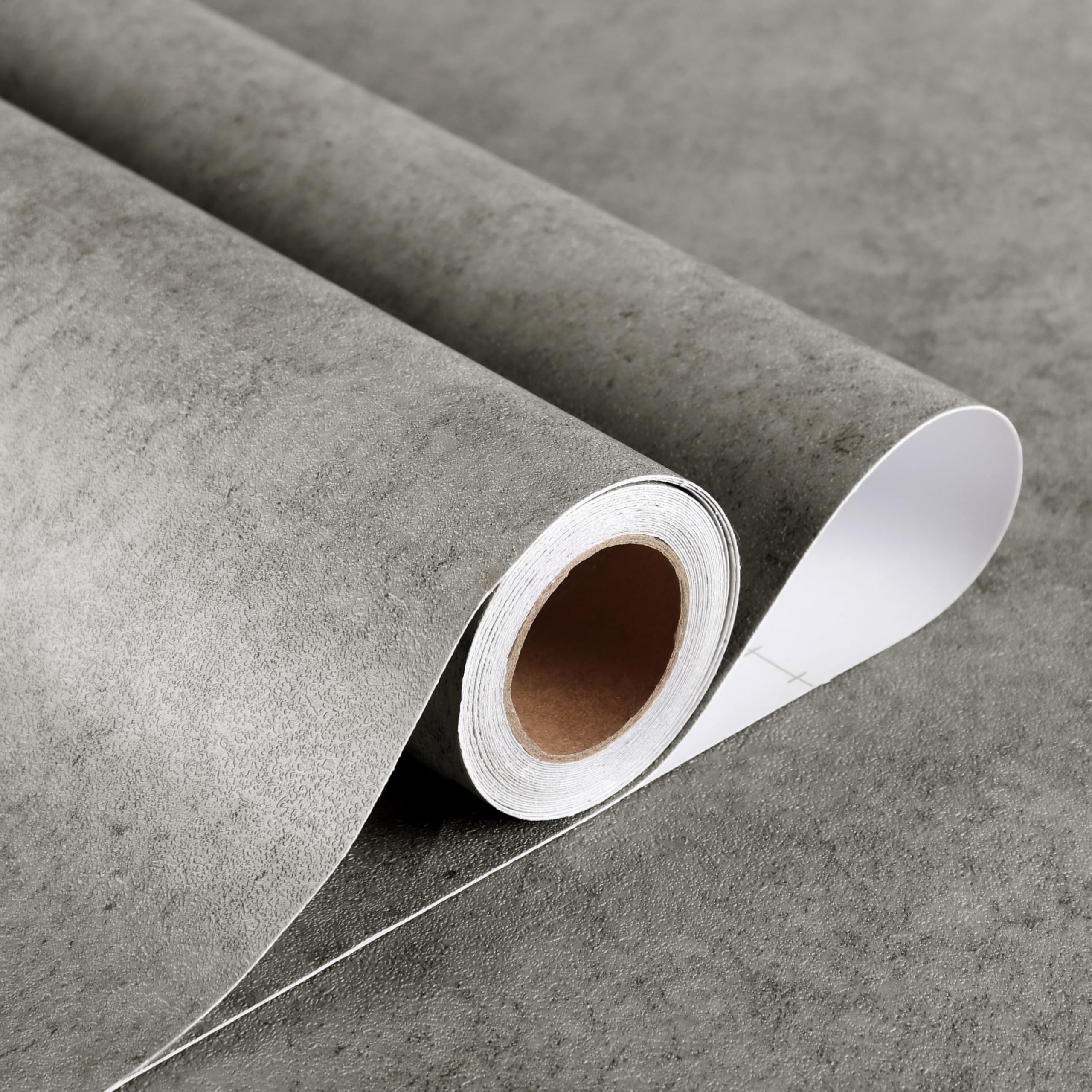 Stickyart Carta da Parati Adesiva Muro Effetto Cemento Grigia 90cmx400cm Pellicola Adesiva per Mobili Grigia Industriale Carta da Parati Camera da Letto Rivestimento Parete Impermeabile per Bagno