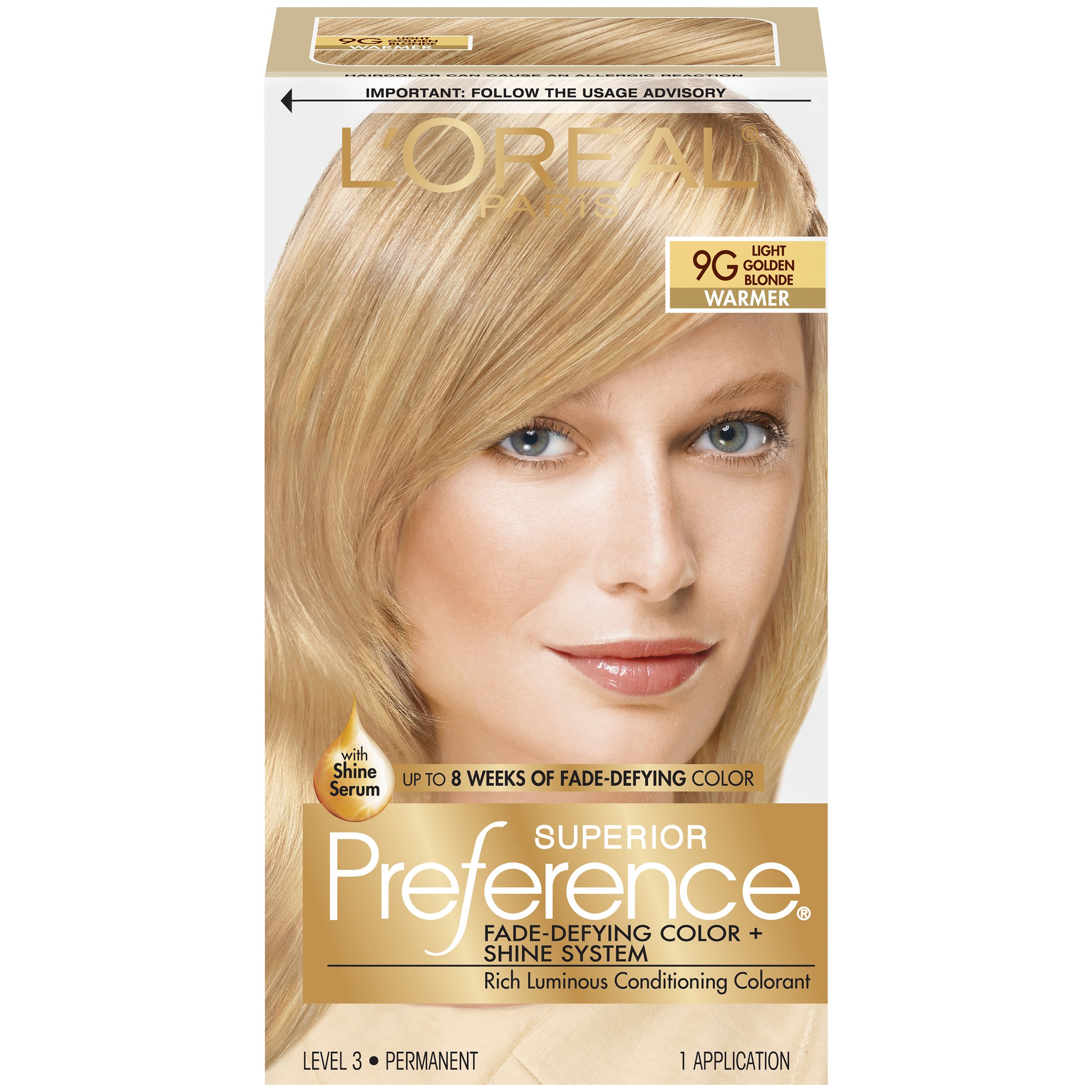 L'Oreal Paris Superior Preference Fade-Defying Color + Shine System, 9G Light Golden Blonde (Packaging May Vary)