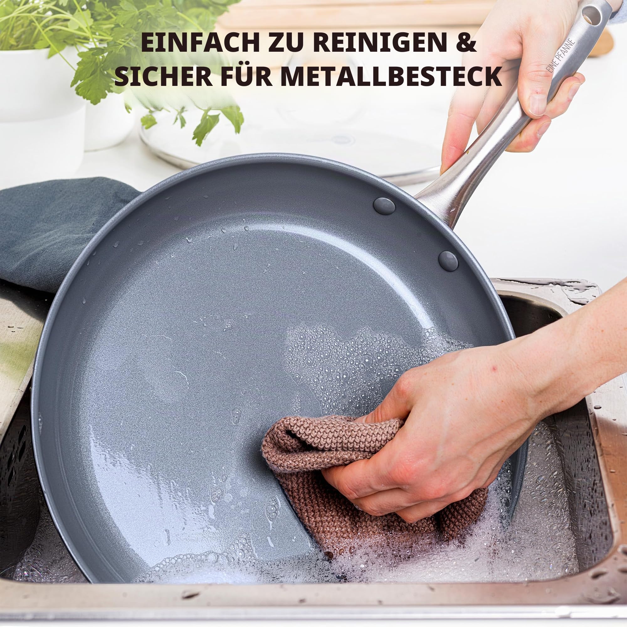 GreenPan CW0002858 Lima Gesunde, Keramik-Antihaftbeschichtung, PFAS-frei, harteloxiert, Edelstahlgriffe, Grau