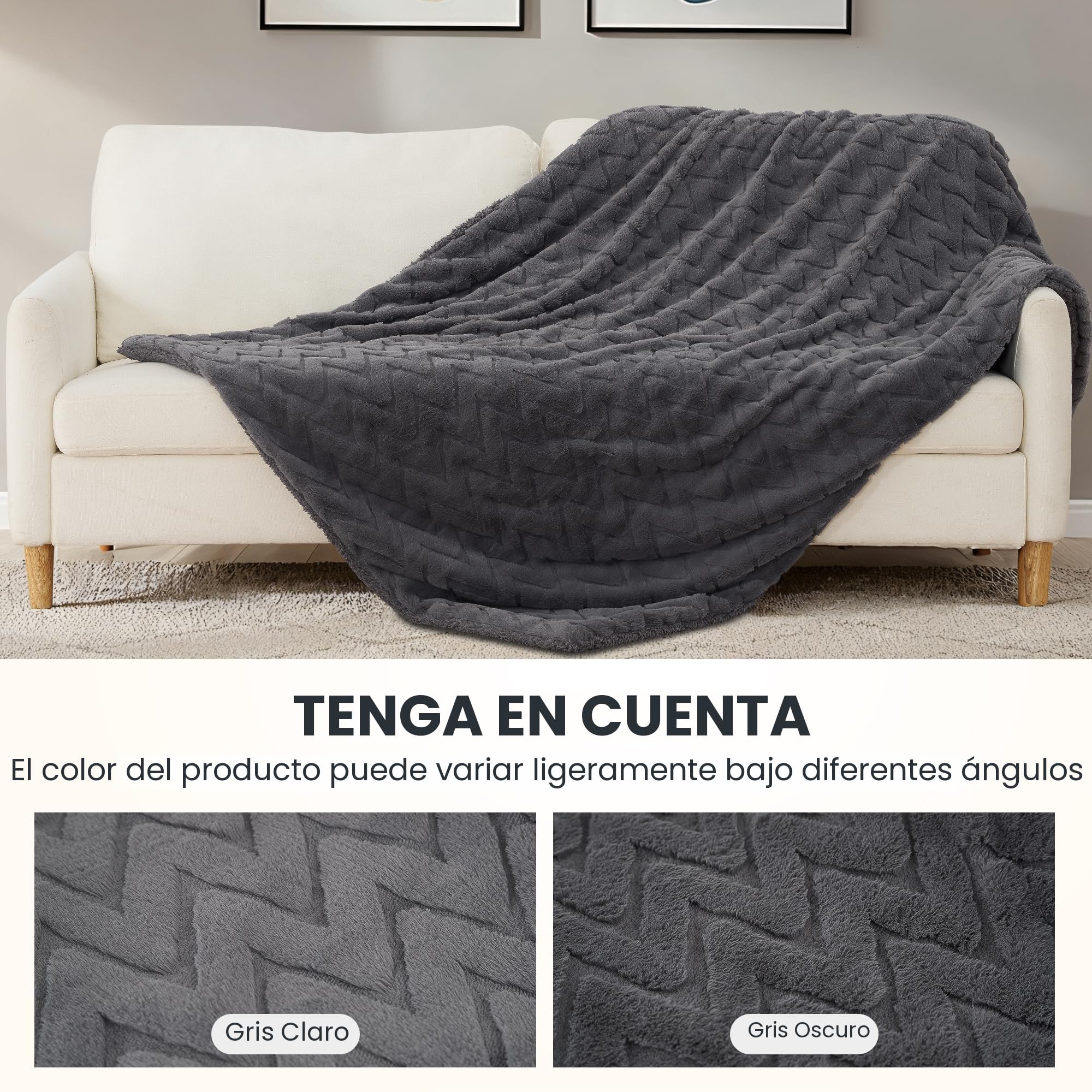 Manta Eléctrica Calefactora 130x180cm, 4 Niveles & Temporizador 10H Auto-Apagado, Lavable a Máquina, Suave Bunny Fleece & Sherpa, Calentamiento Corporal Completo, Uso Sofá Cama Oficina (Gris Oscuro)