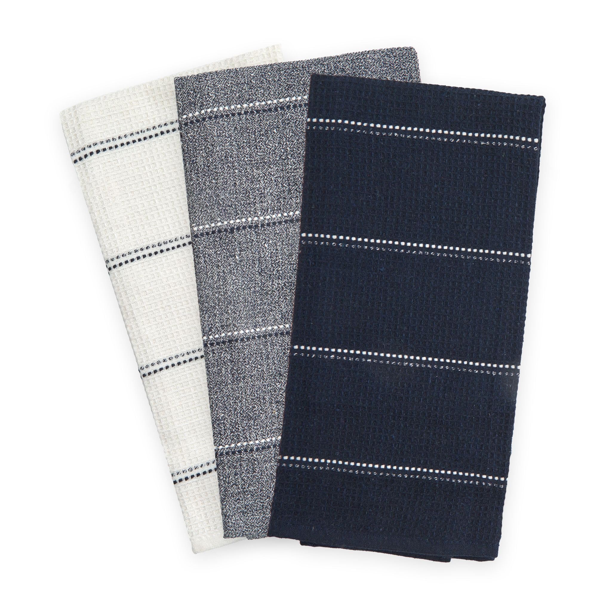 Emma Barclay Utopia 3 Pack Waffle Kitchen Tea Towel Set (45x65cm) (Navy) โ image 1