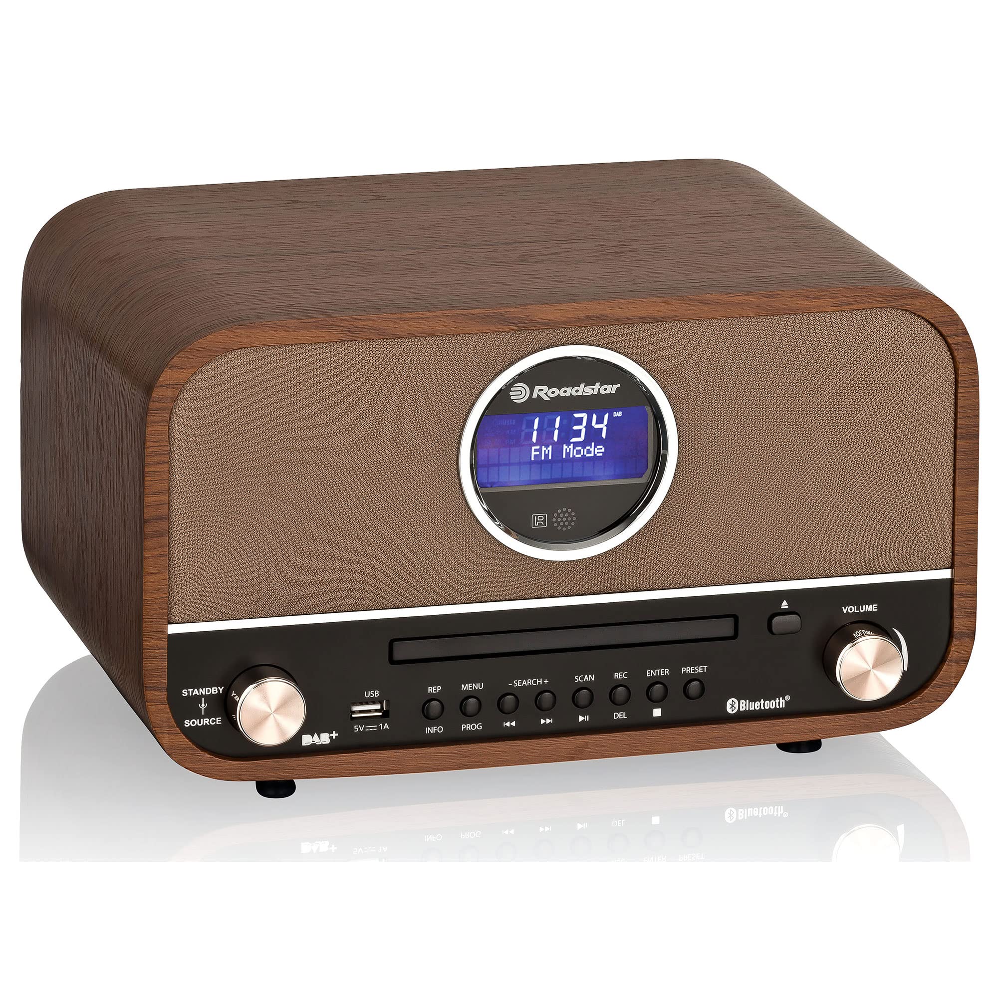 Roadstar HRA1782ND+BK Sistema Micro Vintage Radio DAB DAB+ FM CD MP3 Bluetooth Stereo Nero