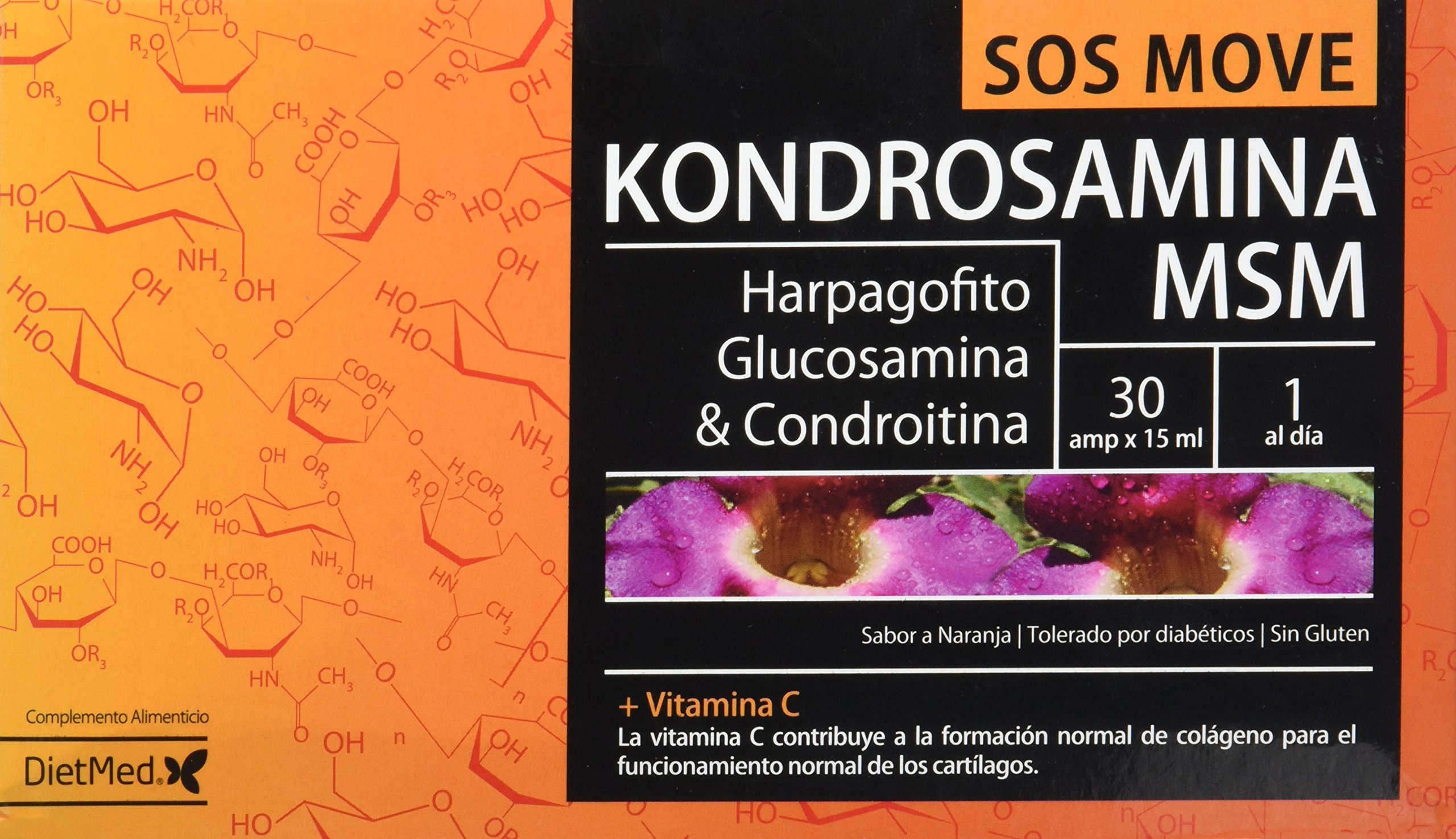 Glucosamina Condroitina MSM ampollas bebibles - Harpagofito y Sauce Blanco con Vitamina C - Apoyo articulaciones y cartílago - Fórmula movilidad y flexibilidad - 30 ampollas 15 ml - DietMed