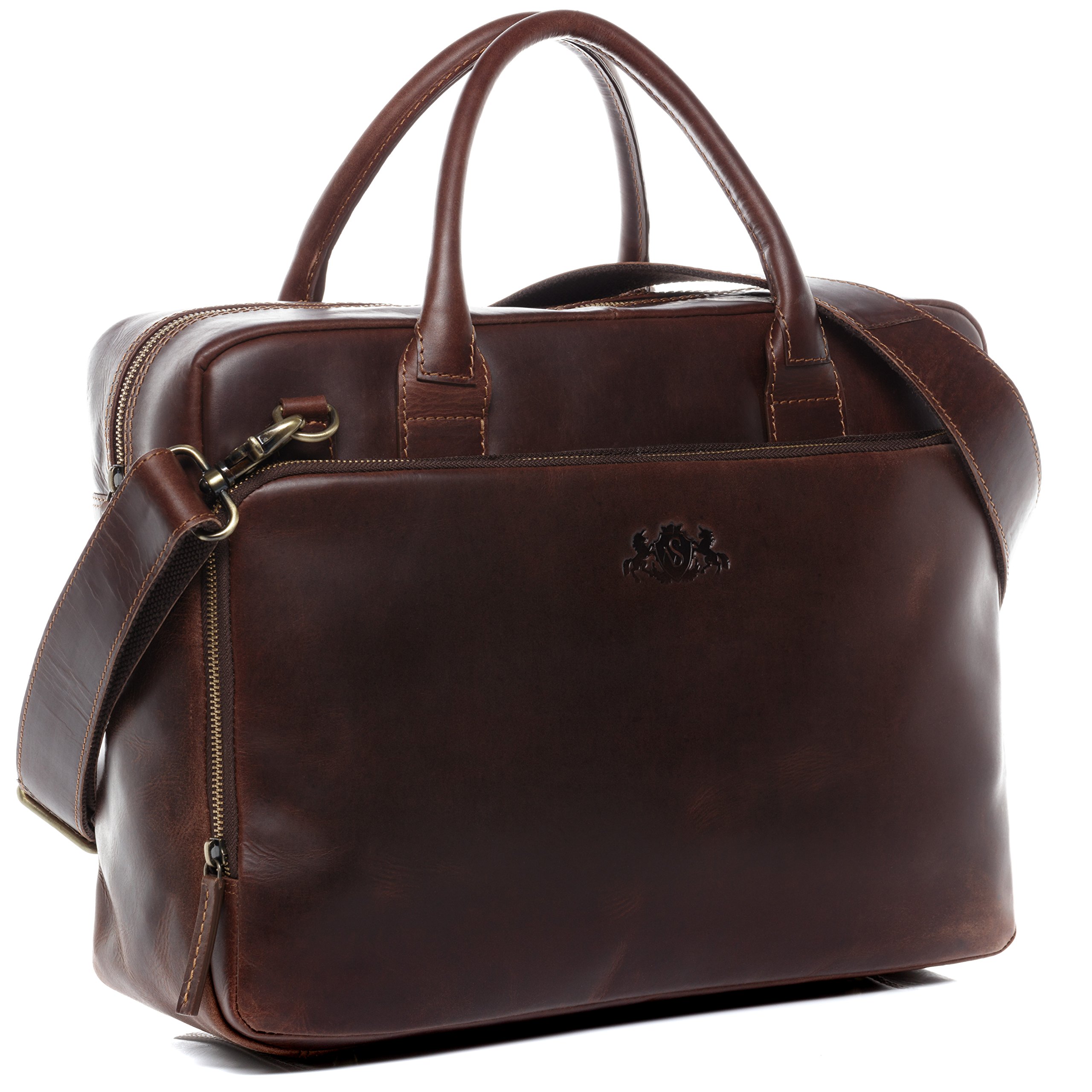 SID & VAIN® Borsa tracolla porta pc vera pelle RYAN grande XL cartella laptop computer portatile 15" Messenger porta-documenti Università Scuola Ufficio Lavoro Business uomo donna cuoio