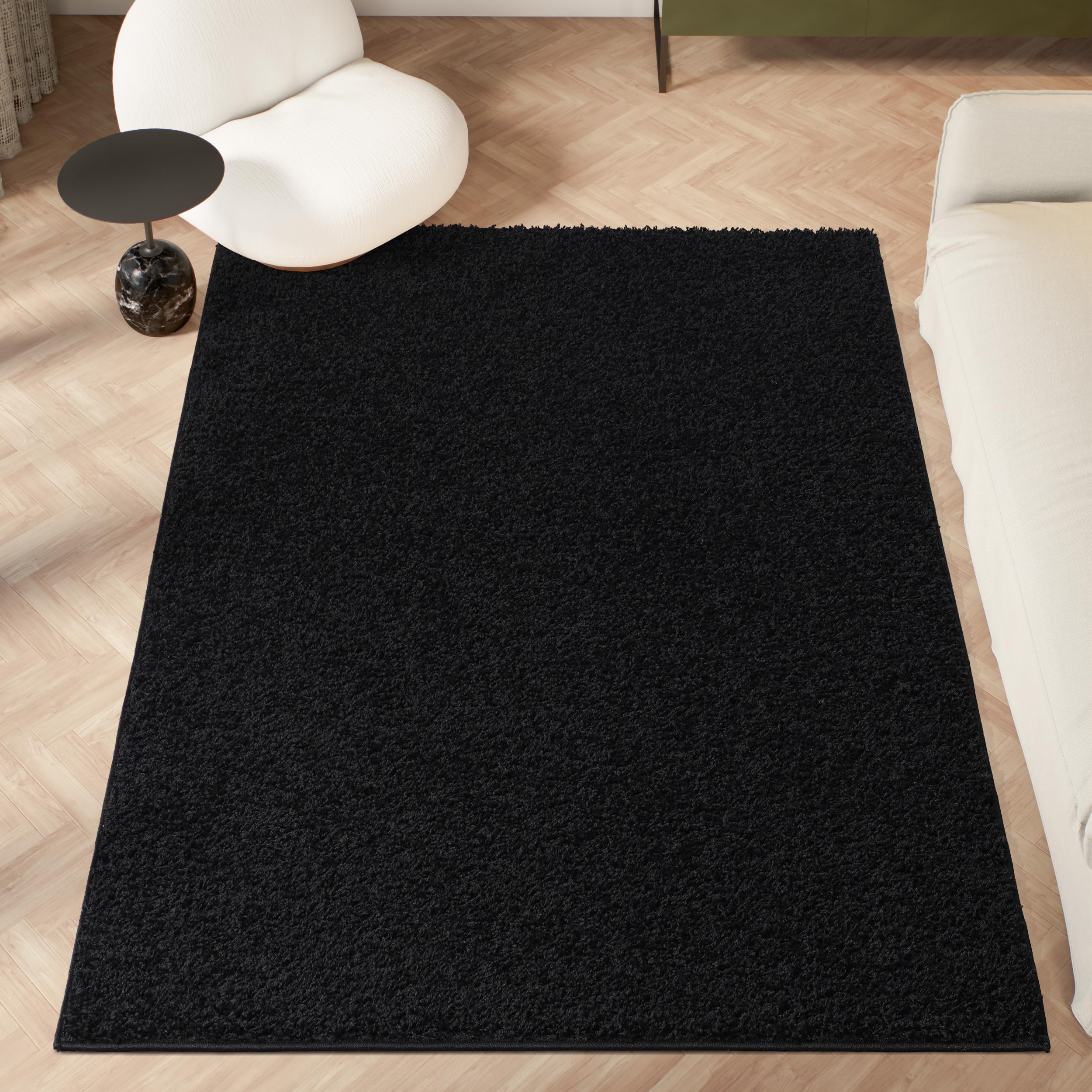 homeart Area Rug - Super Soft Shaggy Rugs For The Living Rooms, Bedrooms And Kitchen - Modern, Easy To Clean Carpet - 160x230 cm, Black