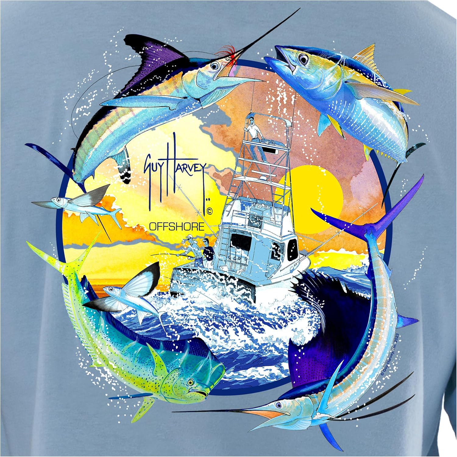 Guy Harvey Men’s Short Sleeve Lightweight Cotton Fishing Graphic Pocket T-Shirt - Image 3