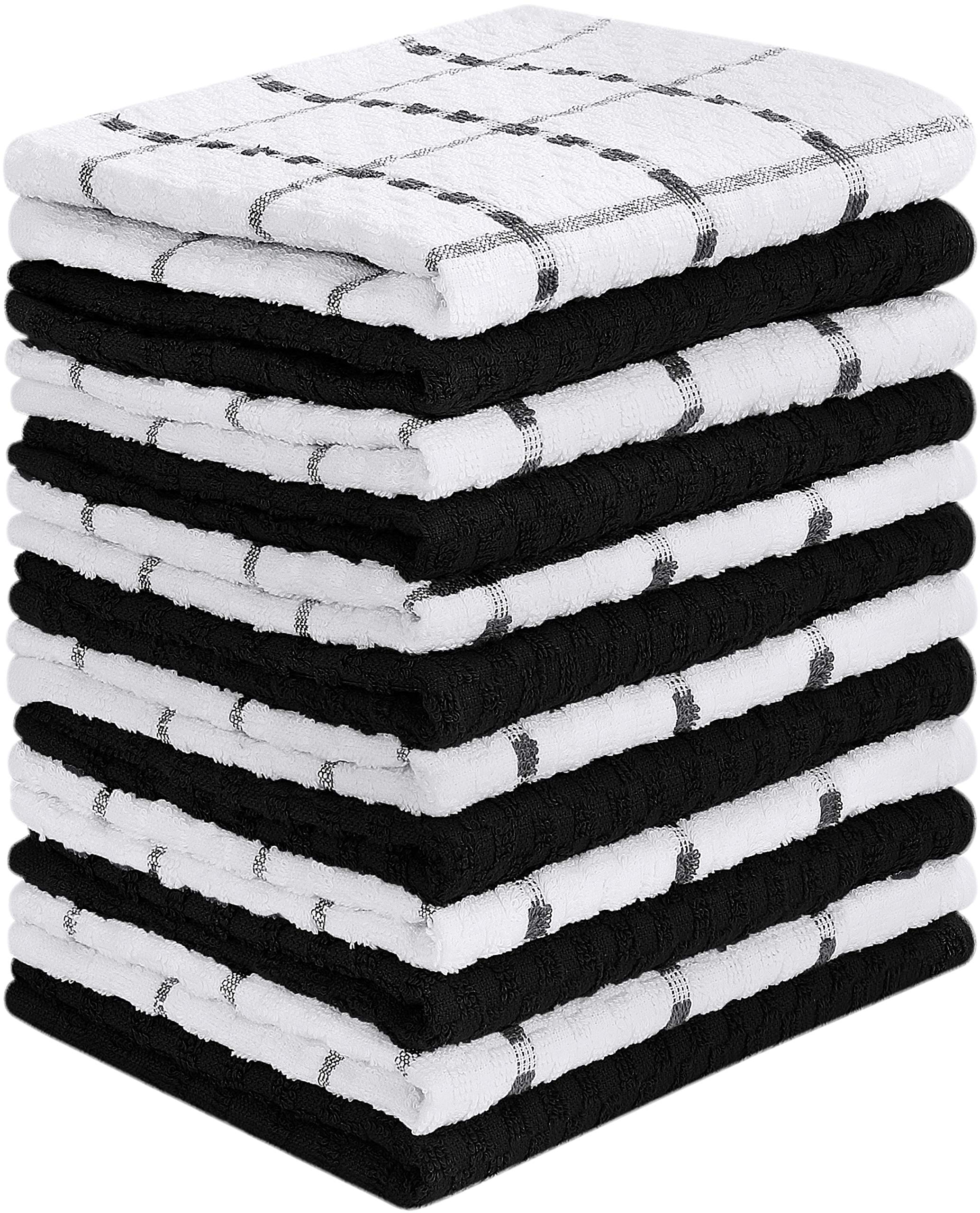 Utopia Towels Kitchen Towels 12 Pack 38 X 64 Cm Black And White