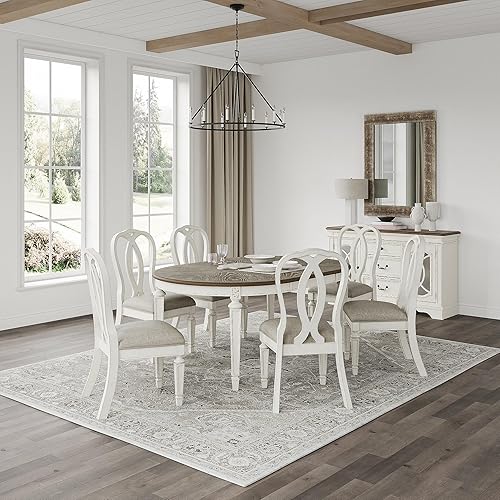 Miniatura 8 de Signature Design by Ashley Realyn French Country - Silla de comedor con respaldo de cinta, 2 unidades, color blanco astillado