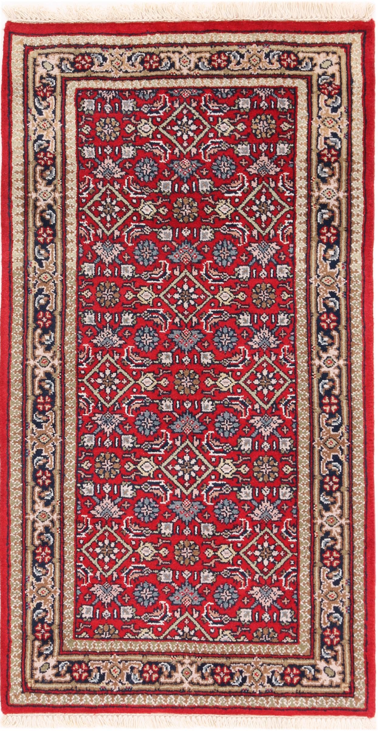 Tapis d'Orient Indo Herati noué main en laine de haute qualité 71x137 cm