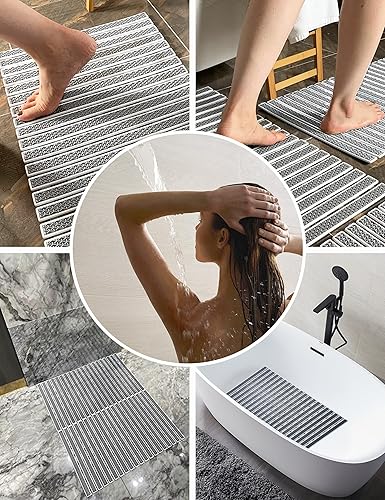 Miniatura 5 de Tapete antideslizante 27 x 15.7 pulgadas tapete de ducha para bañera con ventosas y agujeros de drenaje para bañera y ducha, fácil de limpiar. Base