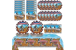 Dirt Bike Birthday Party Decorations, Serves 24 Motorcycle Party Paper Plates Napkins...
